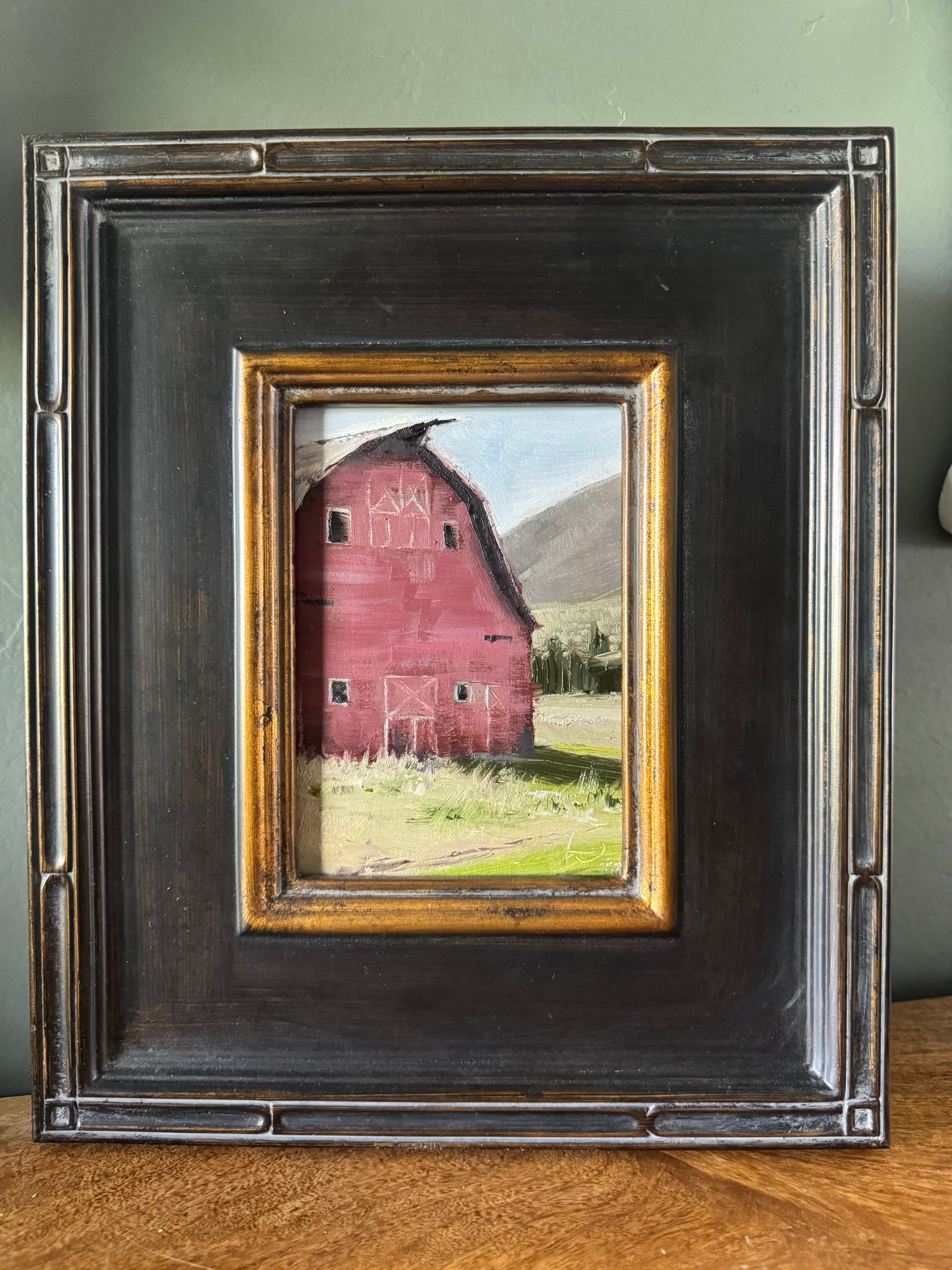 The Old Red Barn. 5x7 Original Oil Painting