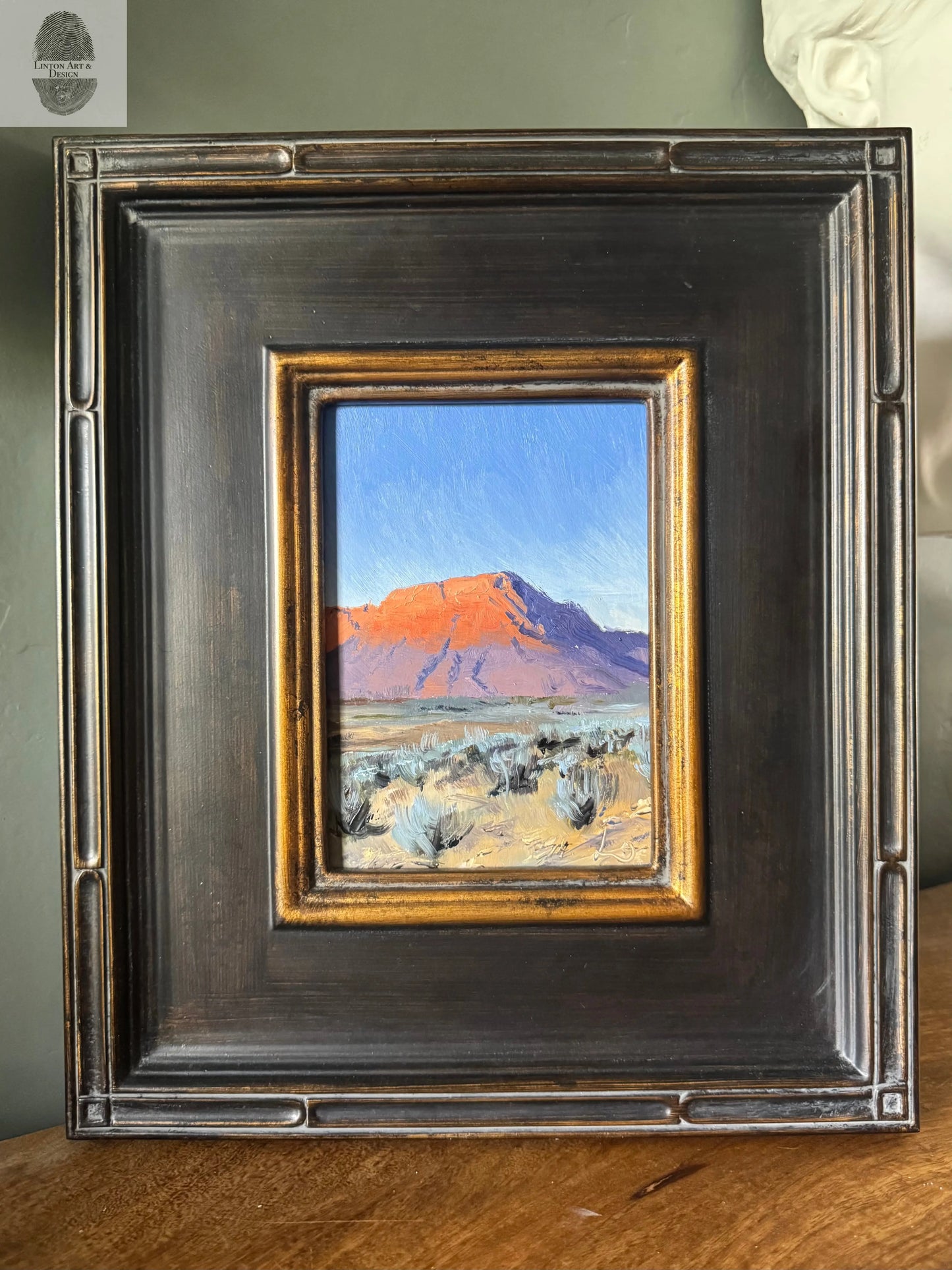 Last Light on the Butte. 5x7 Original Oil Painting lintonart
