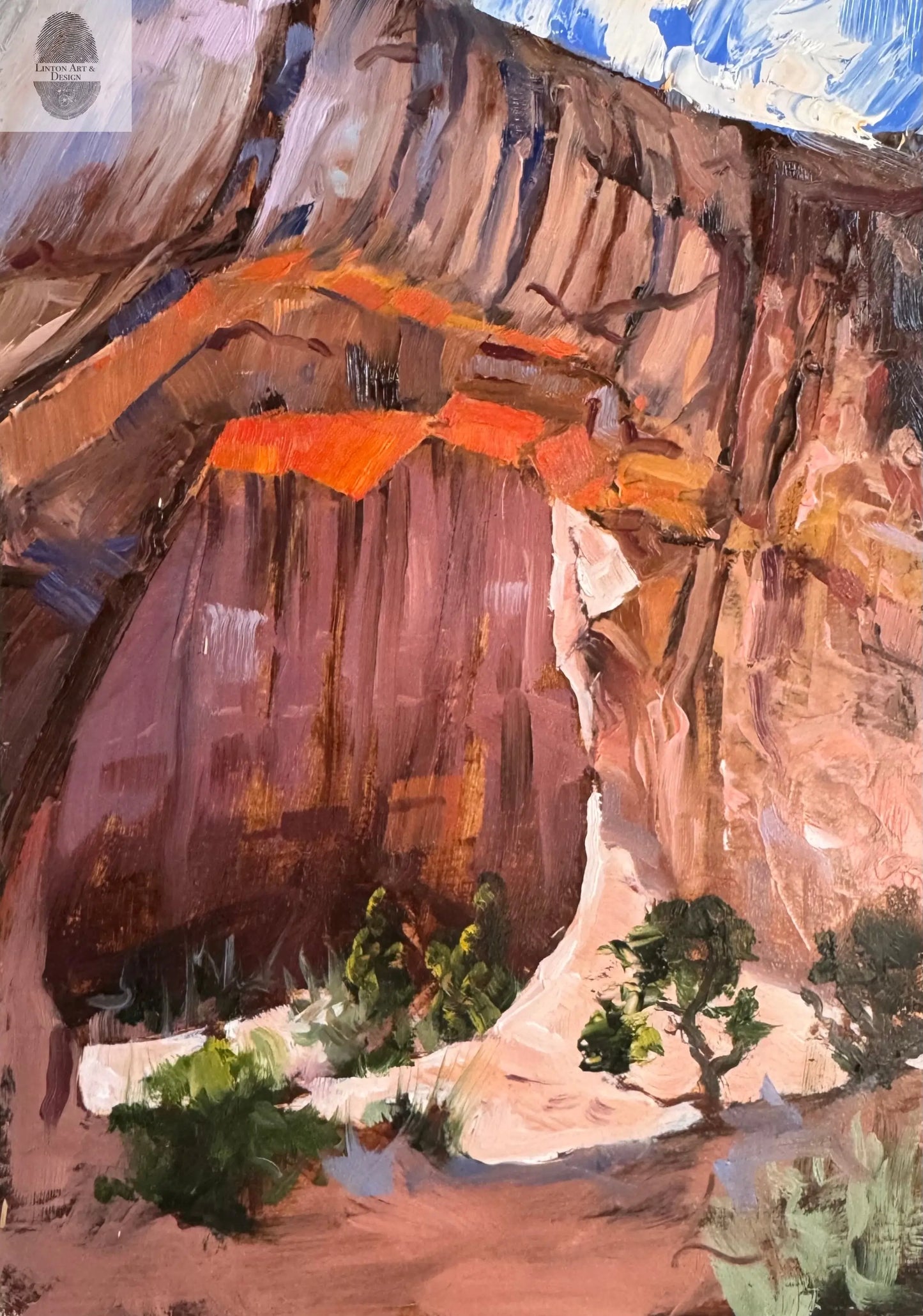 Original Oil Painting, 5x7 inches, "Arches" lintonart