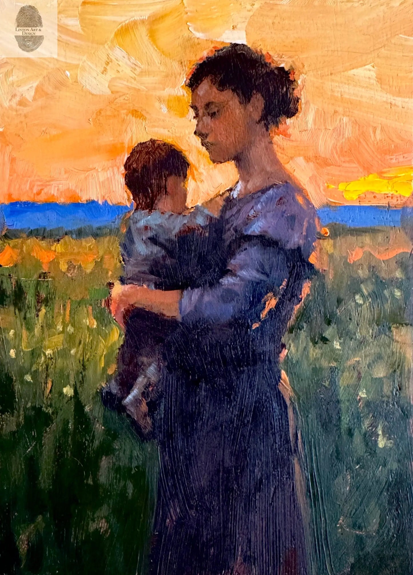 Original Oil Painting, 5x7 inches, "Endless Summer Days" lintonart