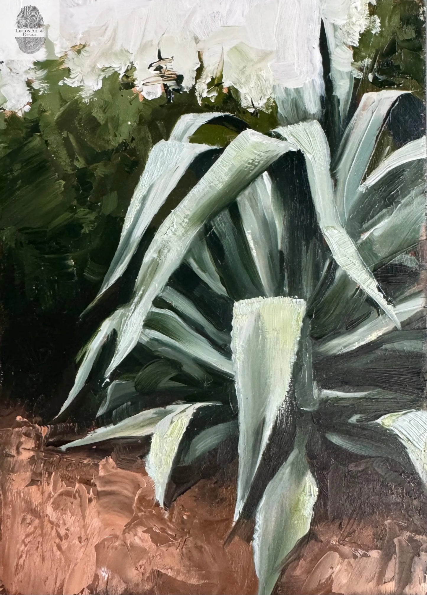 Original Oil Painting, 5x7 inches, "Yucca" lintonart