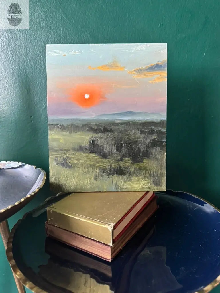 Smokey Sunset. 8x10 Original Oil Painting lintonart