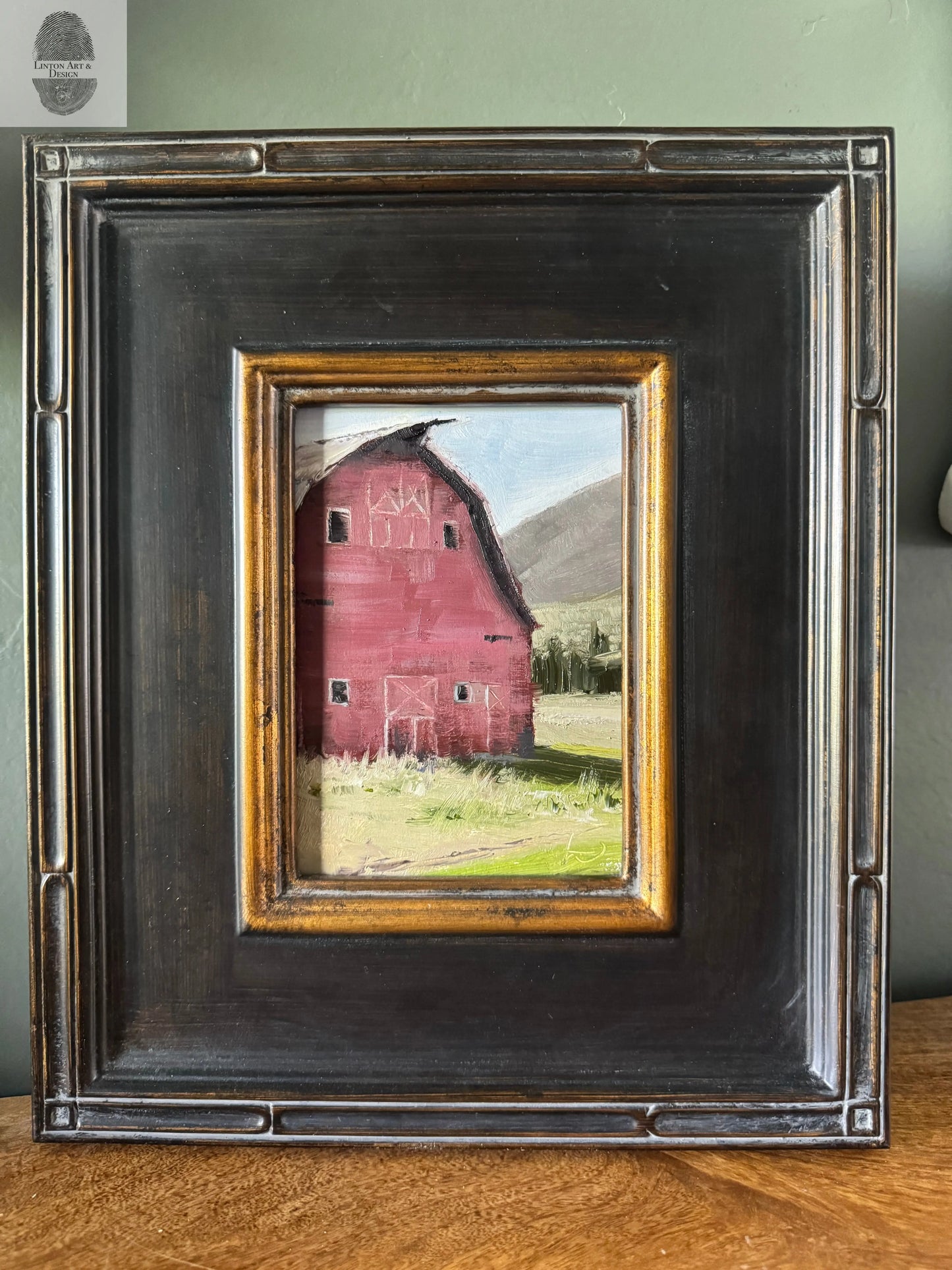 The Old Red Barn. 5x7 Original Oil Painting lintonart