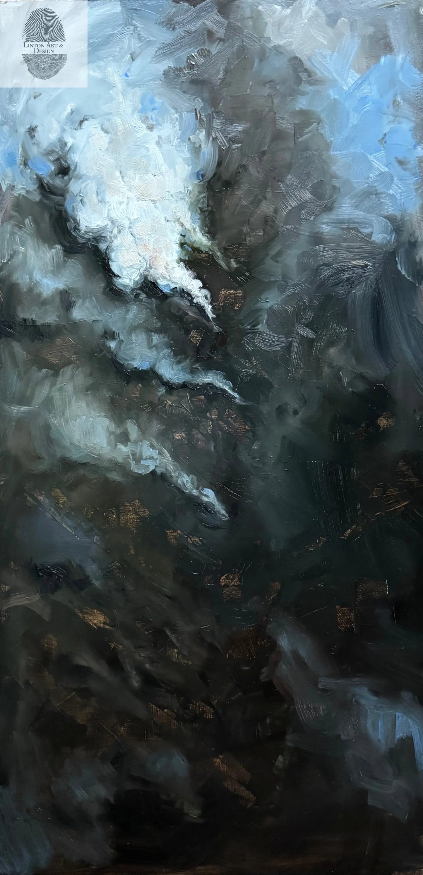 World on Fire, Original oil painting 24x49 inches lintonart