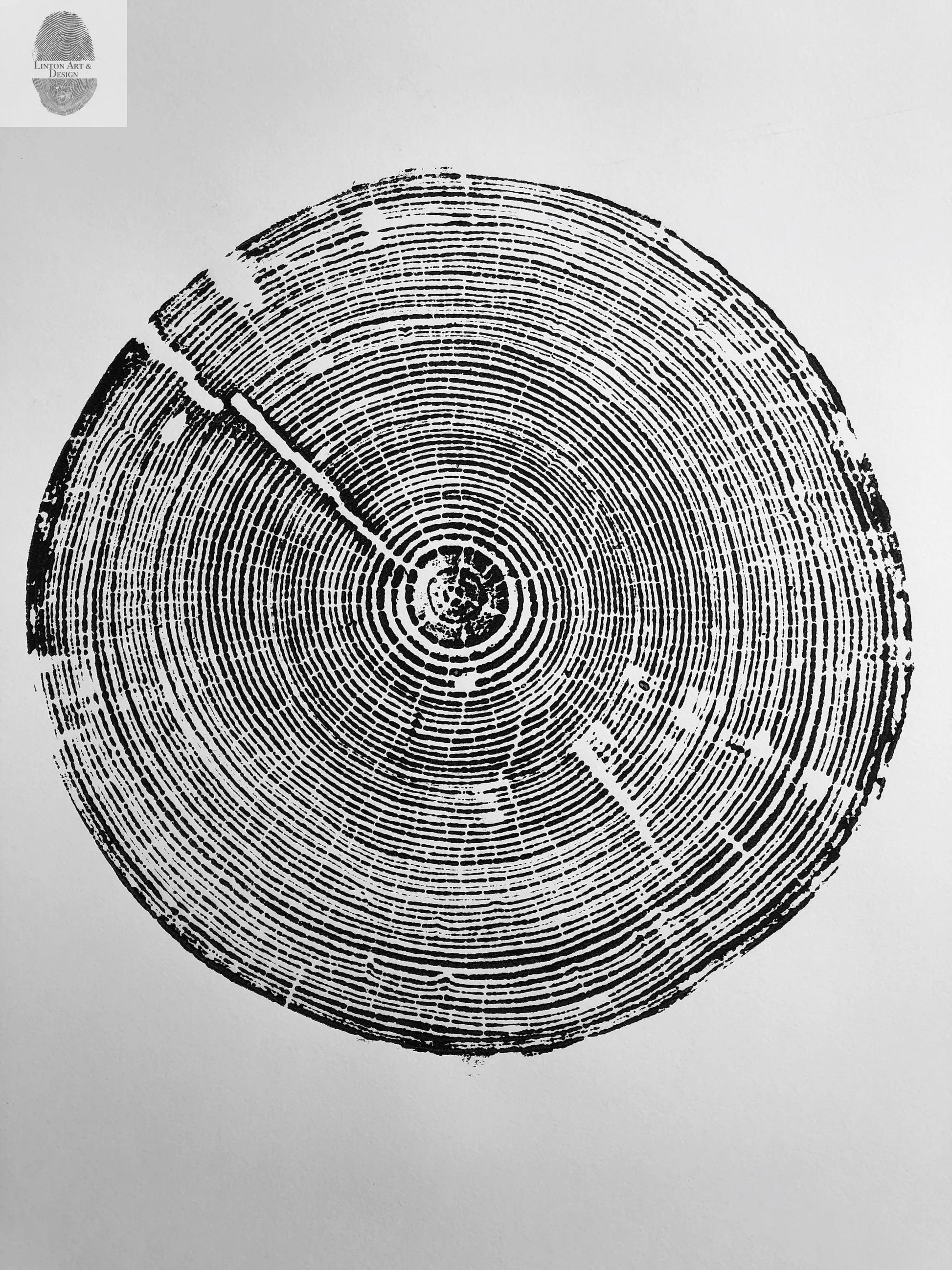 Alabama Tree Ring Print, Alabama art print, made by hand from a real tree from Birmingham area, Original woodcut print, 18x24 inch paper lintonart