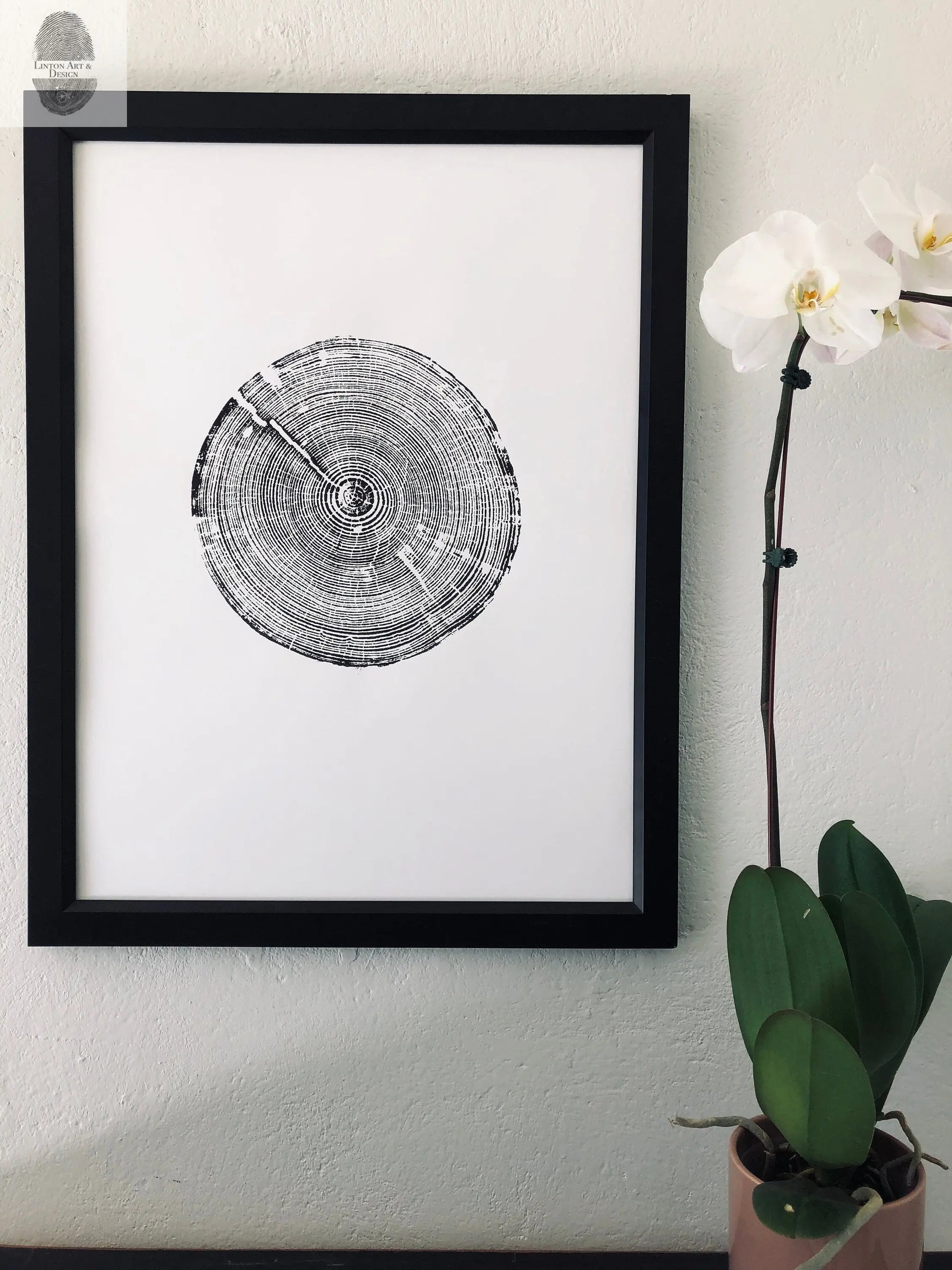 Alabama Tree Ring Print, Alabama art print, made by hand from a real tree from Birmingham area, Original woodcut print, 18x24 inch paper lintonart