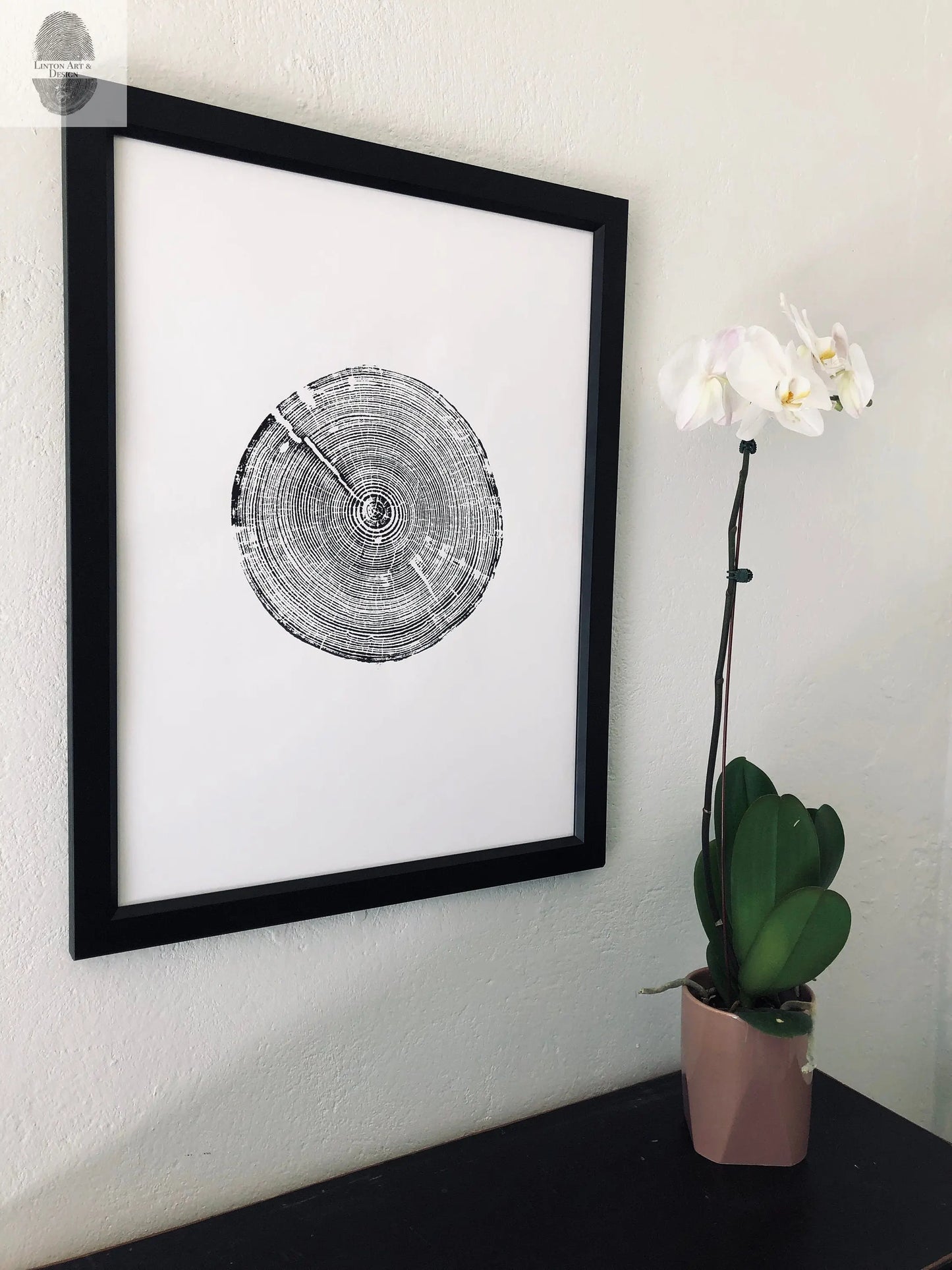 Alabama Tree Ring Print, Alabama art print, made by hand from a real tree from Birmingham area, Original woodcut print, 18x24 inch paper lintonart