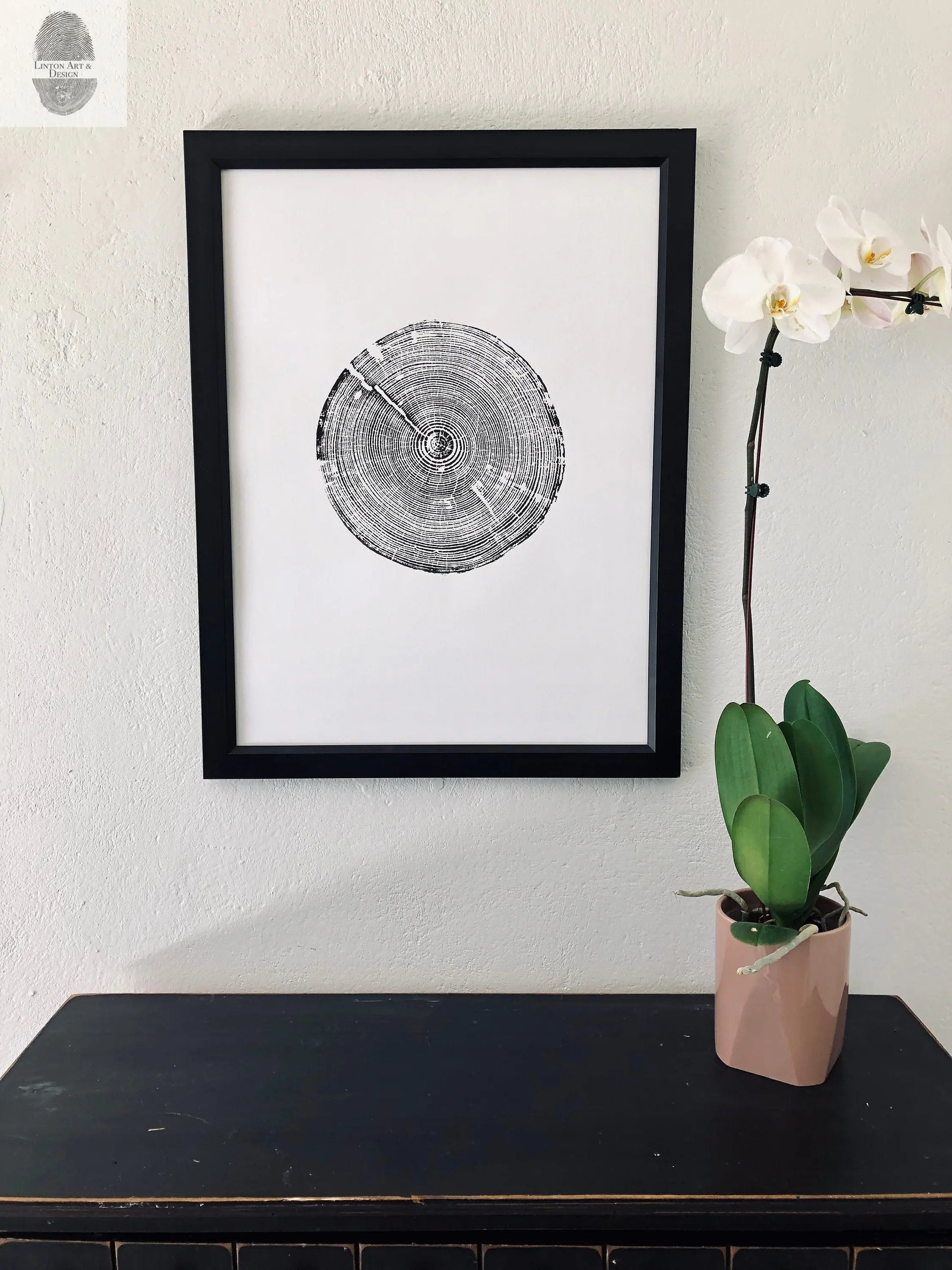 Alabama Tree Ring Print, Alabama art print, made by hand from a real tree from Birmingham area, Original woodcut print, 18x24 inch paper lintonart
