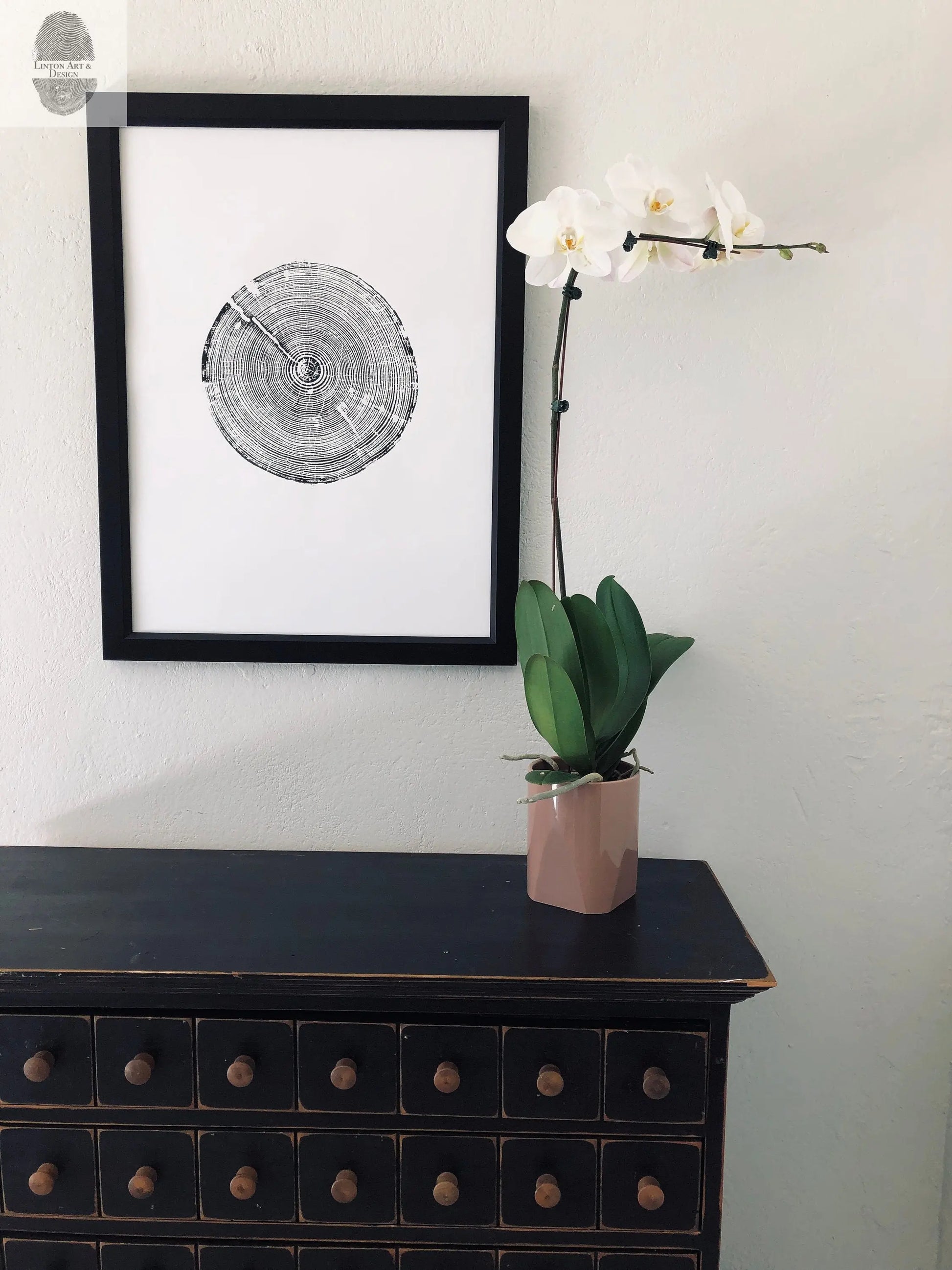 Alabama Tree Ring Print, Alabama art print, made by hand from a real tree from Birmingham area, Original woodcut print, 18x24 inch paper lintonart