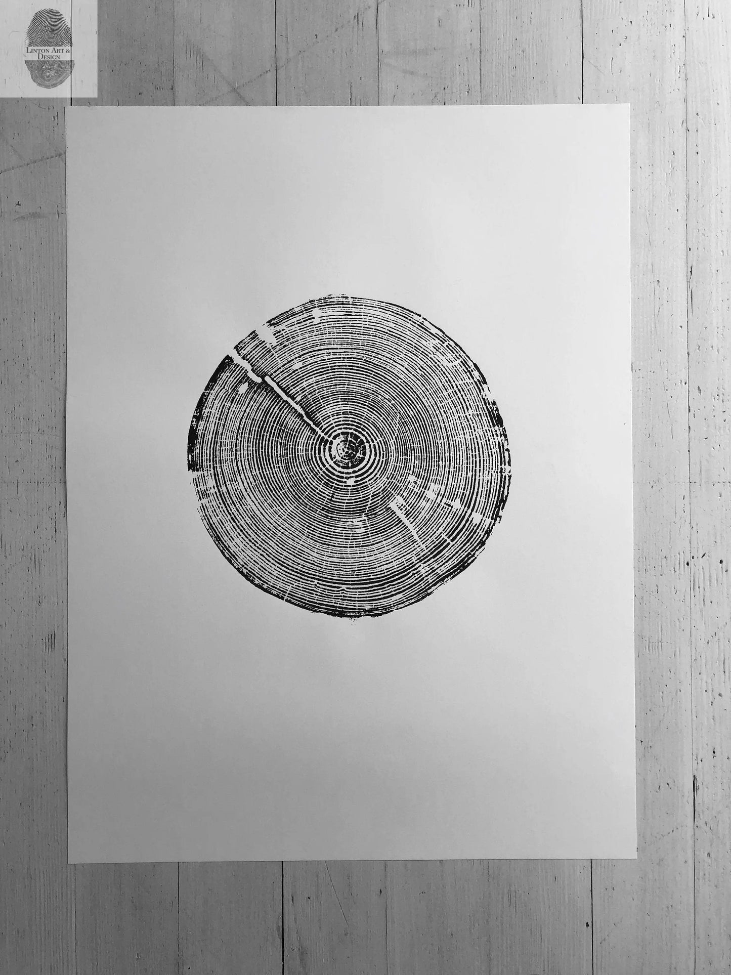Alabama Tree Ring Print, Alabama art print, made by hand from a real tree from Birmingham area, Original woodcut print, 18x24 inch paper lintonart