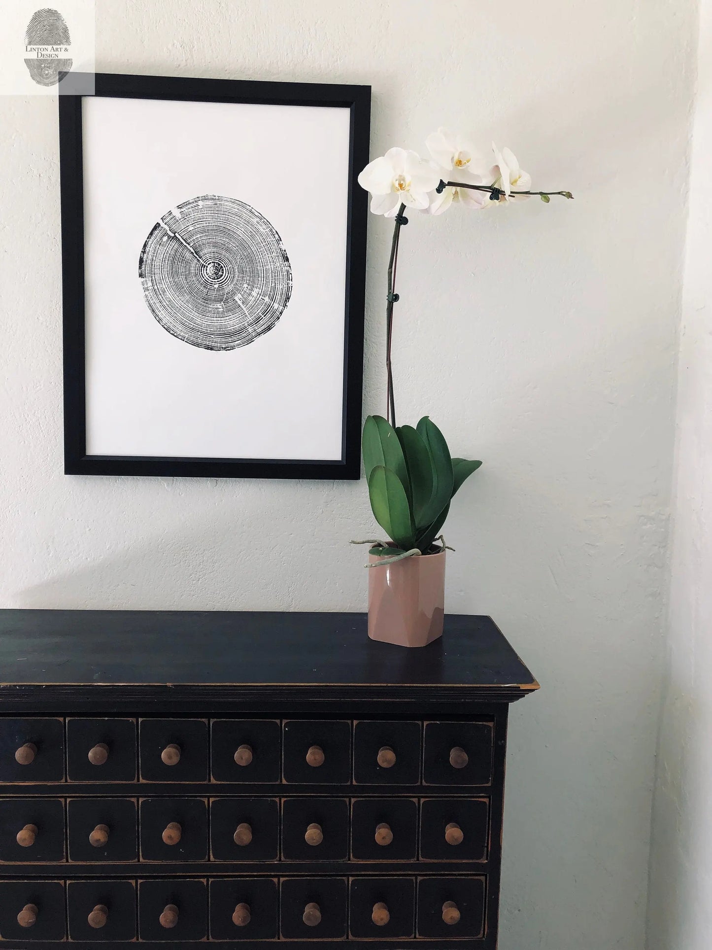 Alabama Tree Ring Print, Alabama art print, made by hand from a real tree from Birmingham area, Original woodcut print, 18x24 inch paper lintonart