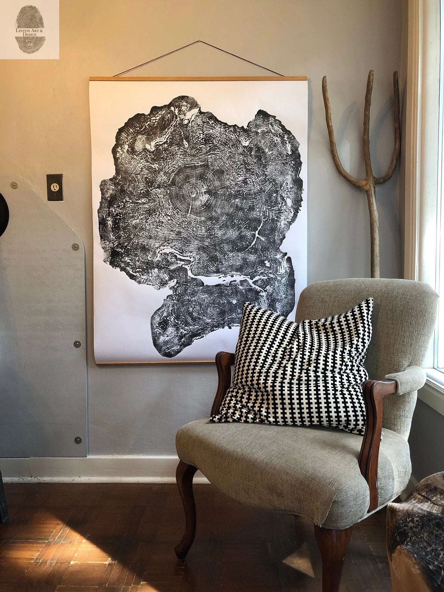 Big Leaf Maple, Tree ring print, Massachusetts art, Oversized tree ring Art, hand pressed tree rings, tree ring art print, Arborist art gift lintonart