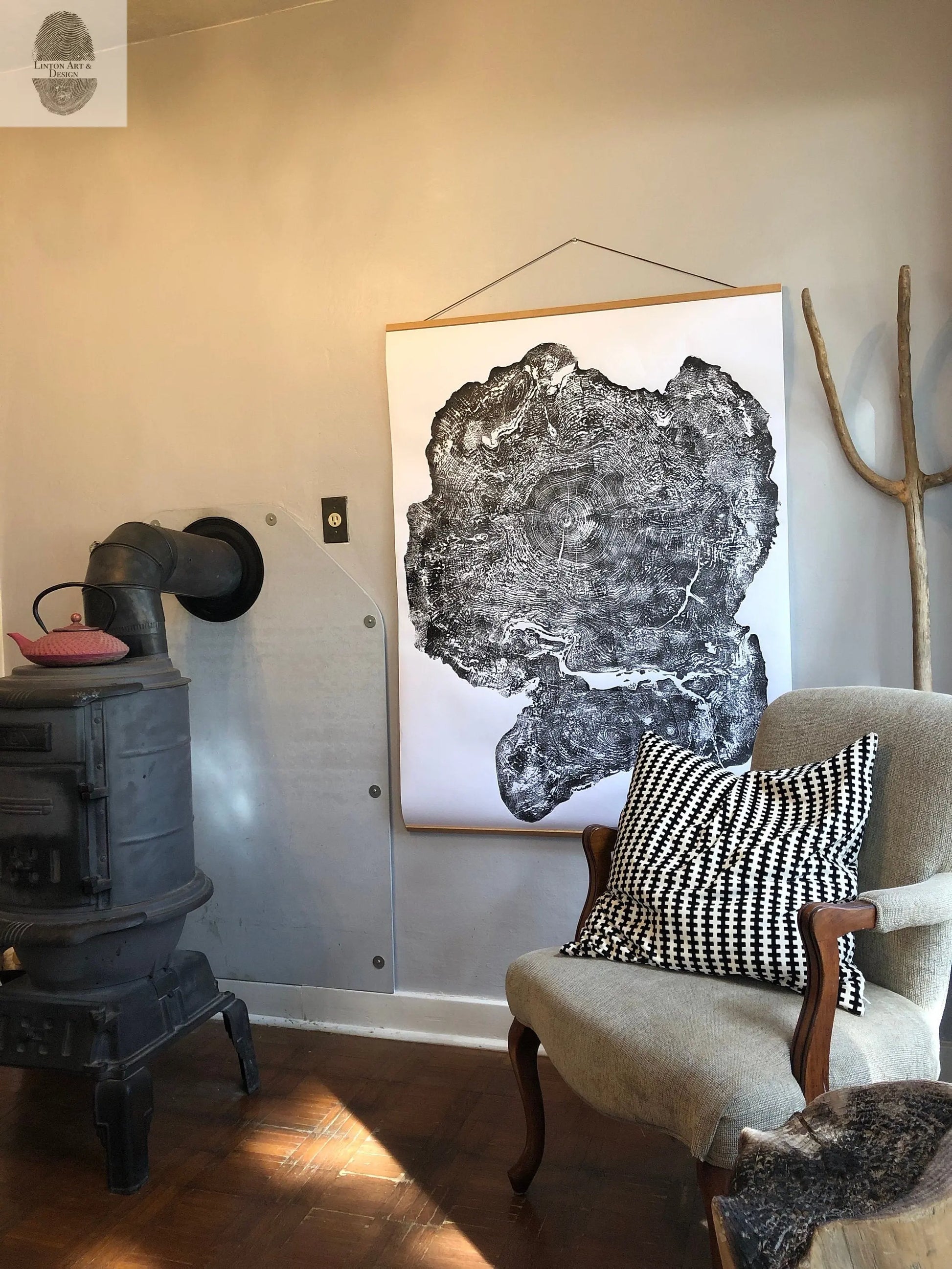 Big Leaf Maple, Tree ring print, Massachusetts art, Oversized tree ring Art, hand pressed tree rings, tree ring art print, Arborist art gift lintonart