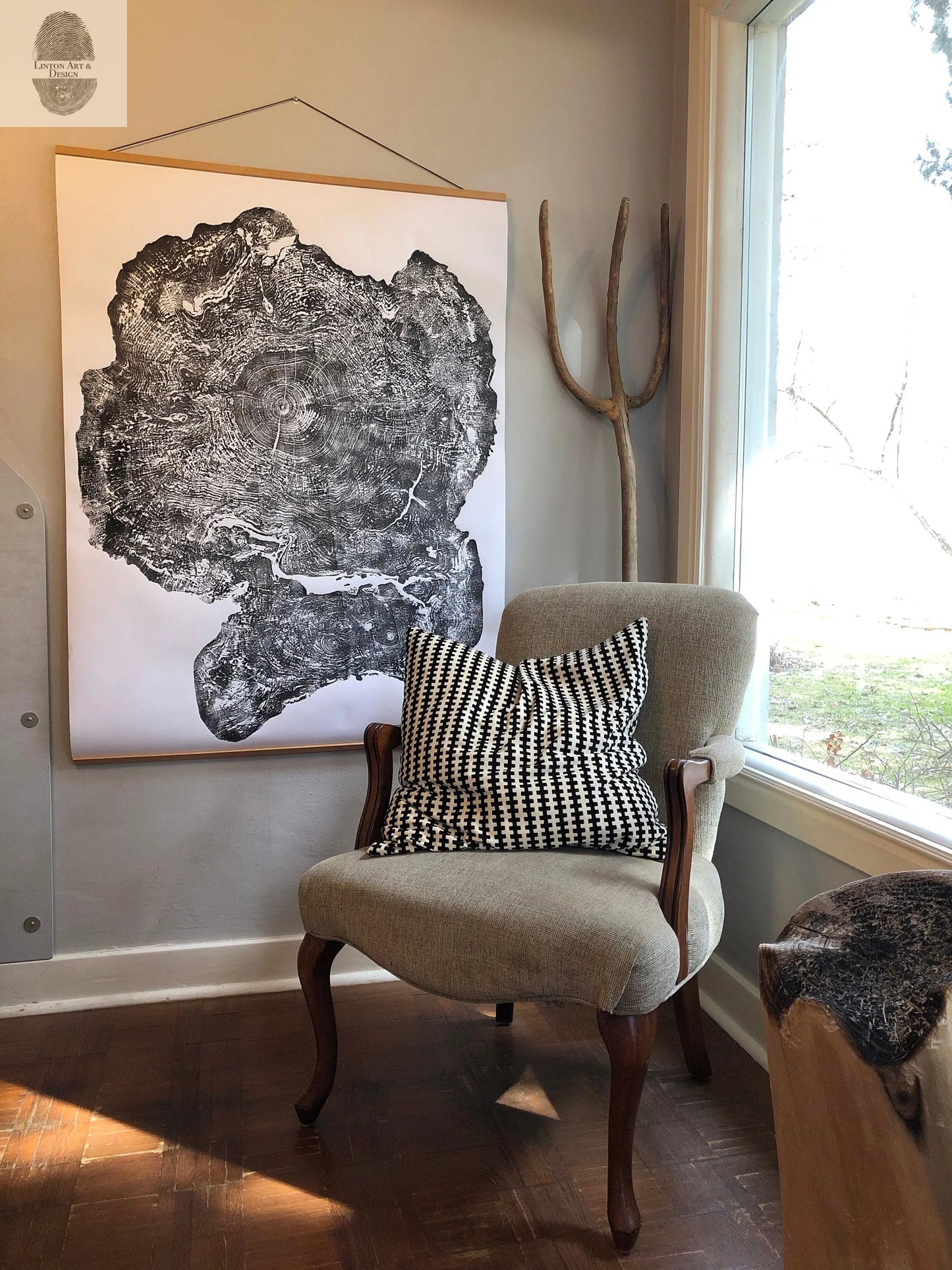 Big Leaf Maple, Tree ring print, Massachusetts art, Oversized tree ring Art, hand pressed tree rings, tree ring art print, Arborist art gift lintonart