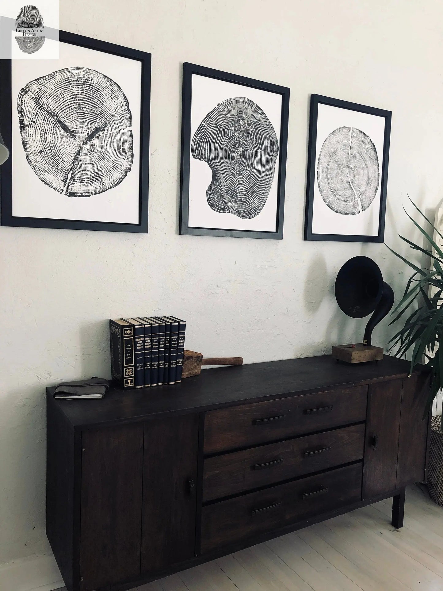 Set of 3, Utah Art, Alaska Art, Ohio State Art, Mulberry Tree, Cedar Tree, Wood Slice Wall Art lintonart