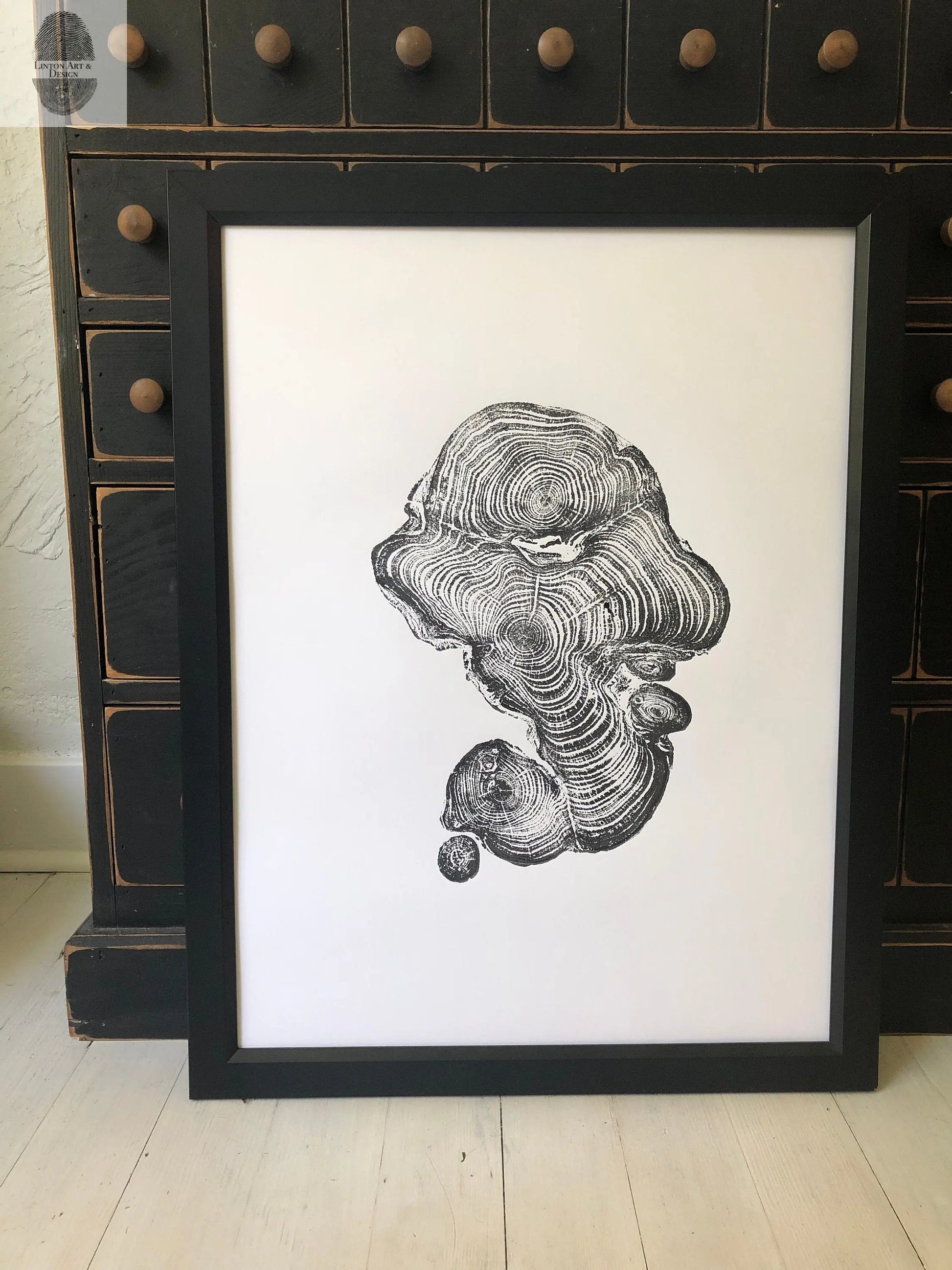 Cypress from Ireland, Tree ring art print, Tree stump print, first anniversary gift, 18x24 inch woodcut, fifth anniversary gift, Linton Art lintonart