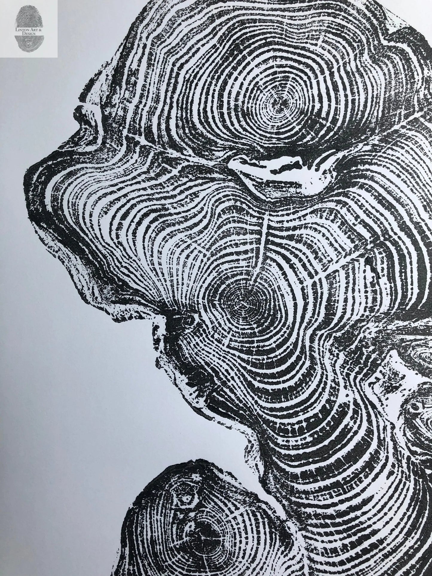 Cypress from Ireland, Tree ring art print, Tree stump print, first anniversary gift, 18x24 inch woodcut, fifth anniversary gift, Linton Art lintonart