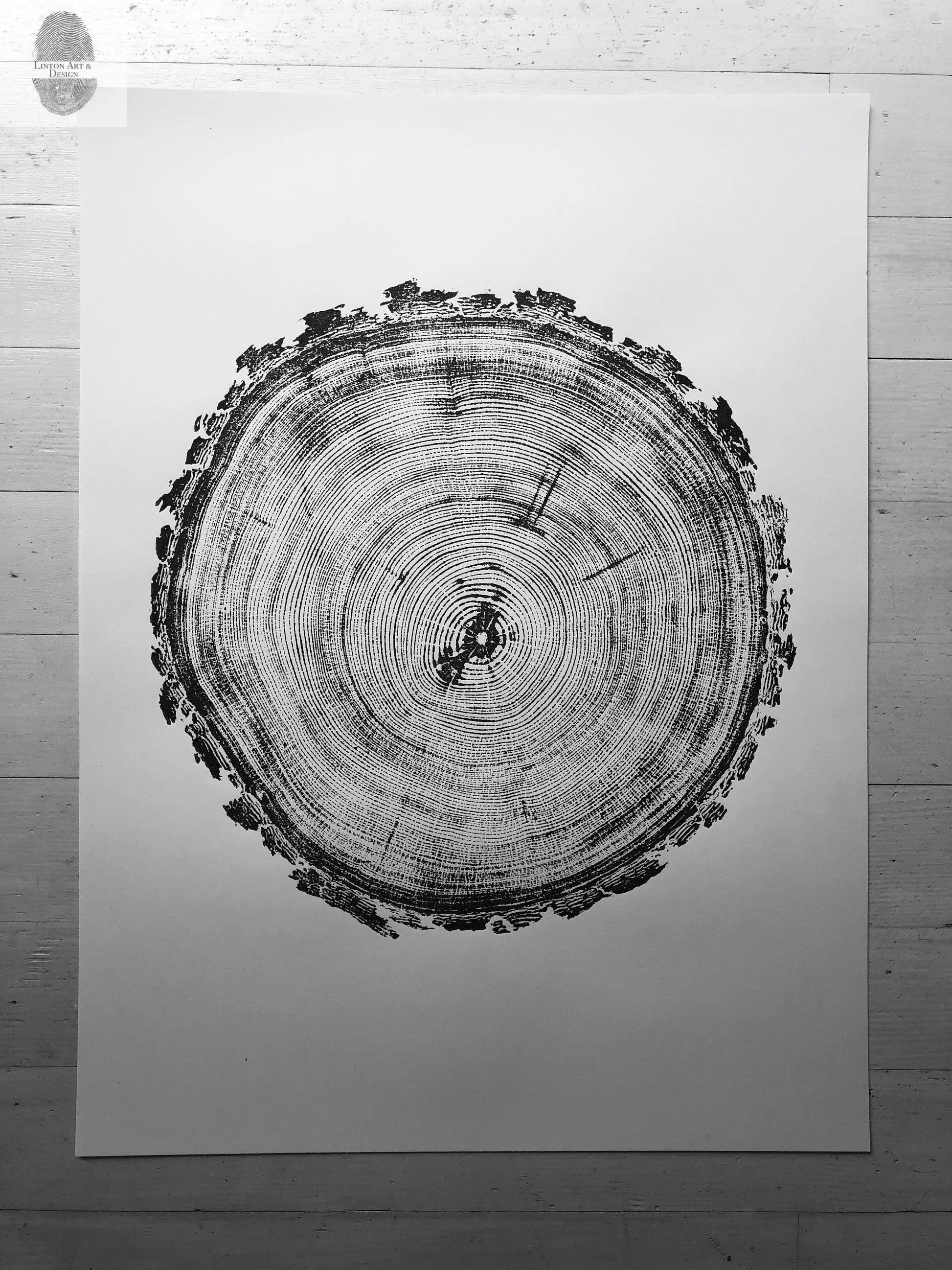 Denver Art, Rocky Mountains, Pine Tree Art, Tree ring Print, Woodcut Print lintonart