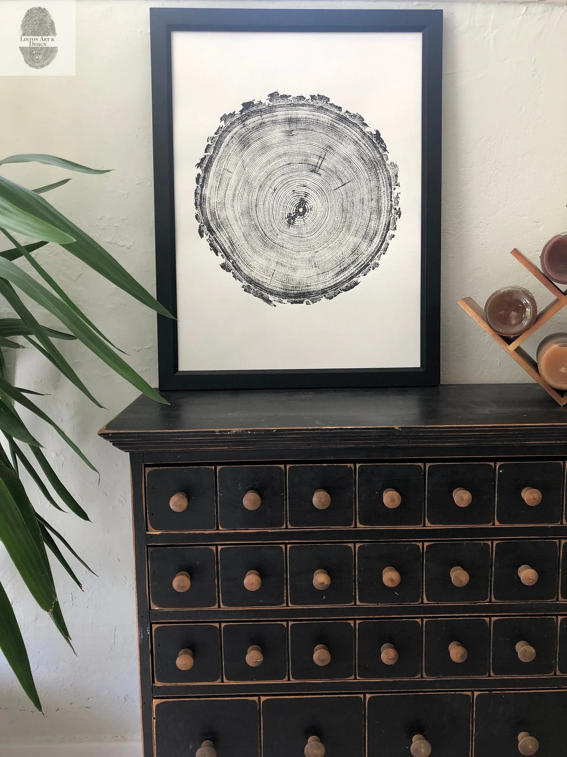 Denver Art, Rocky Mountains, Pine Tree Art, Tree ring Print, Woodcut Print lintonart