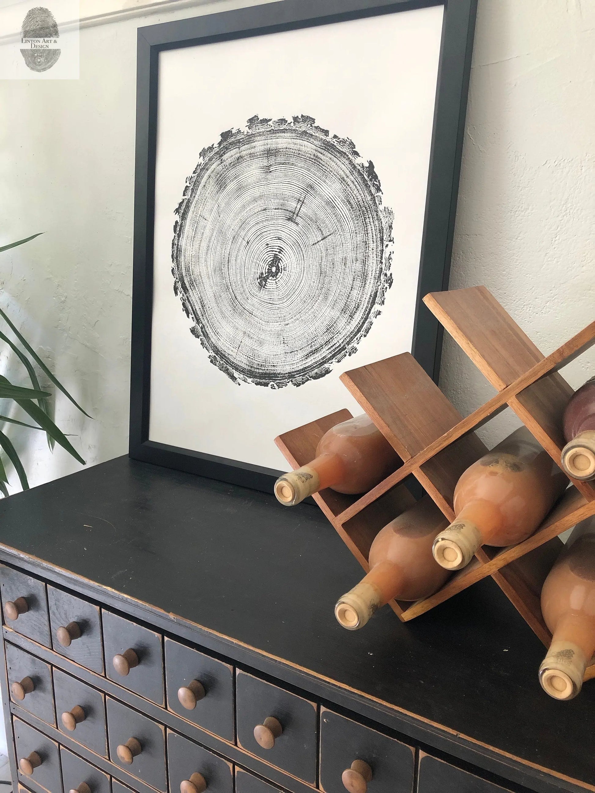 Denver Art, Rocky Mountains, Pine Tree Art, Tree ring Print, Woodcut Print lintonart