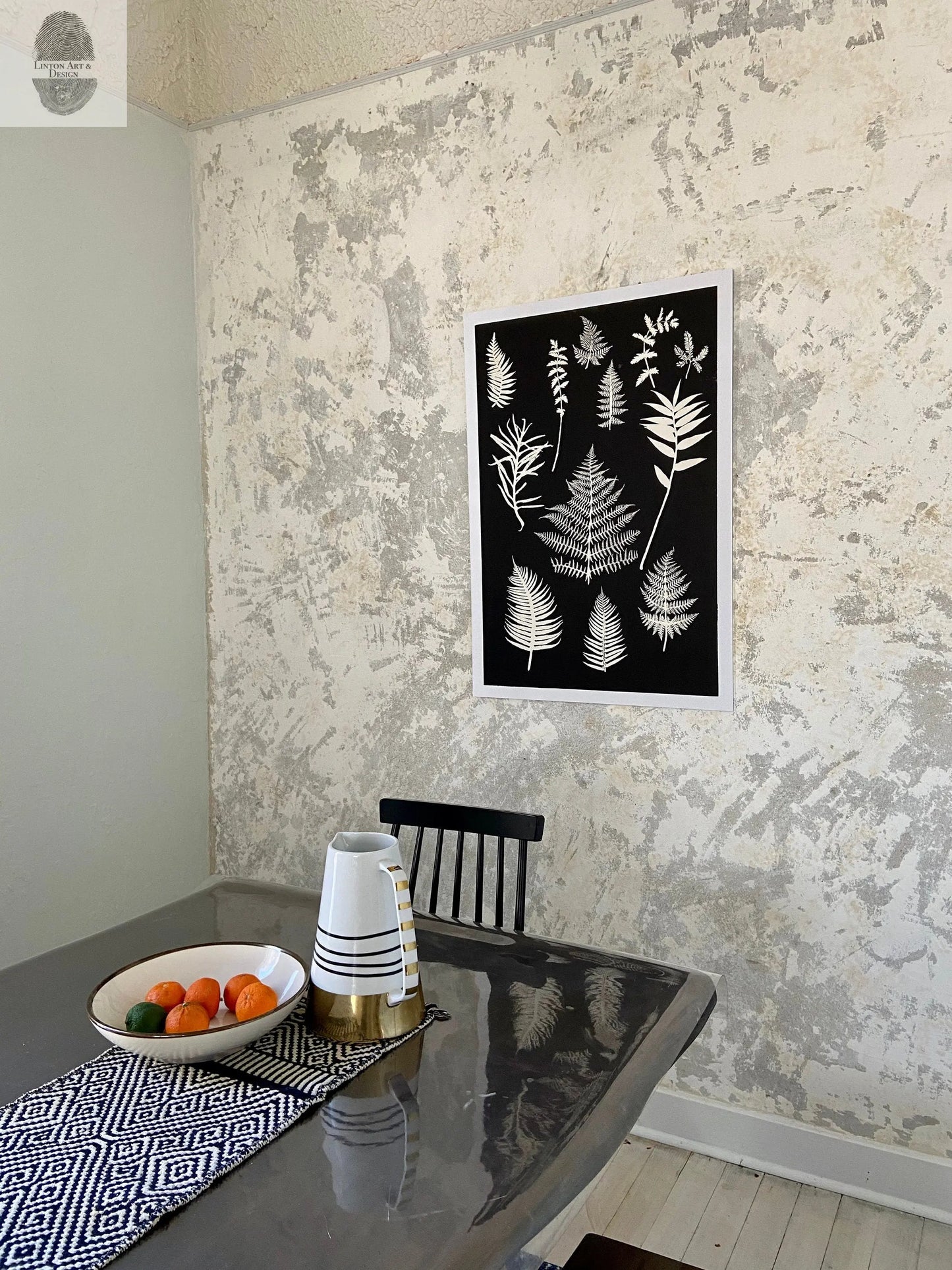 Ferns and Leaves Collage I Monoprint - 24x36 Giclee Print lintonart