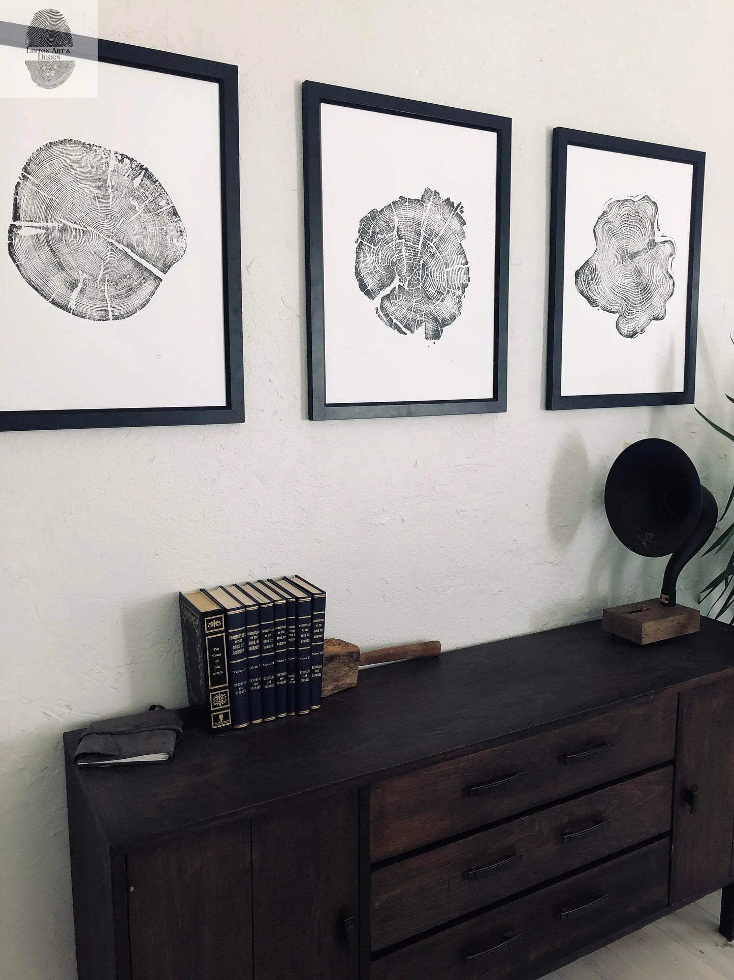 Grand Tetons, Alaska Art, Wyoming Art, Idaho Art, Tree Ring Art, Woodcut print, Biology Gifts, tree ring prints - 18x24 each print lintonart