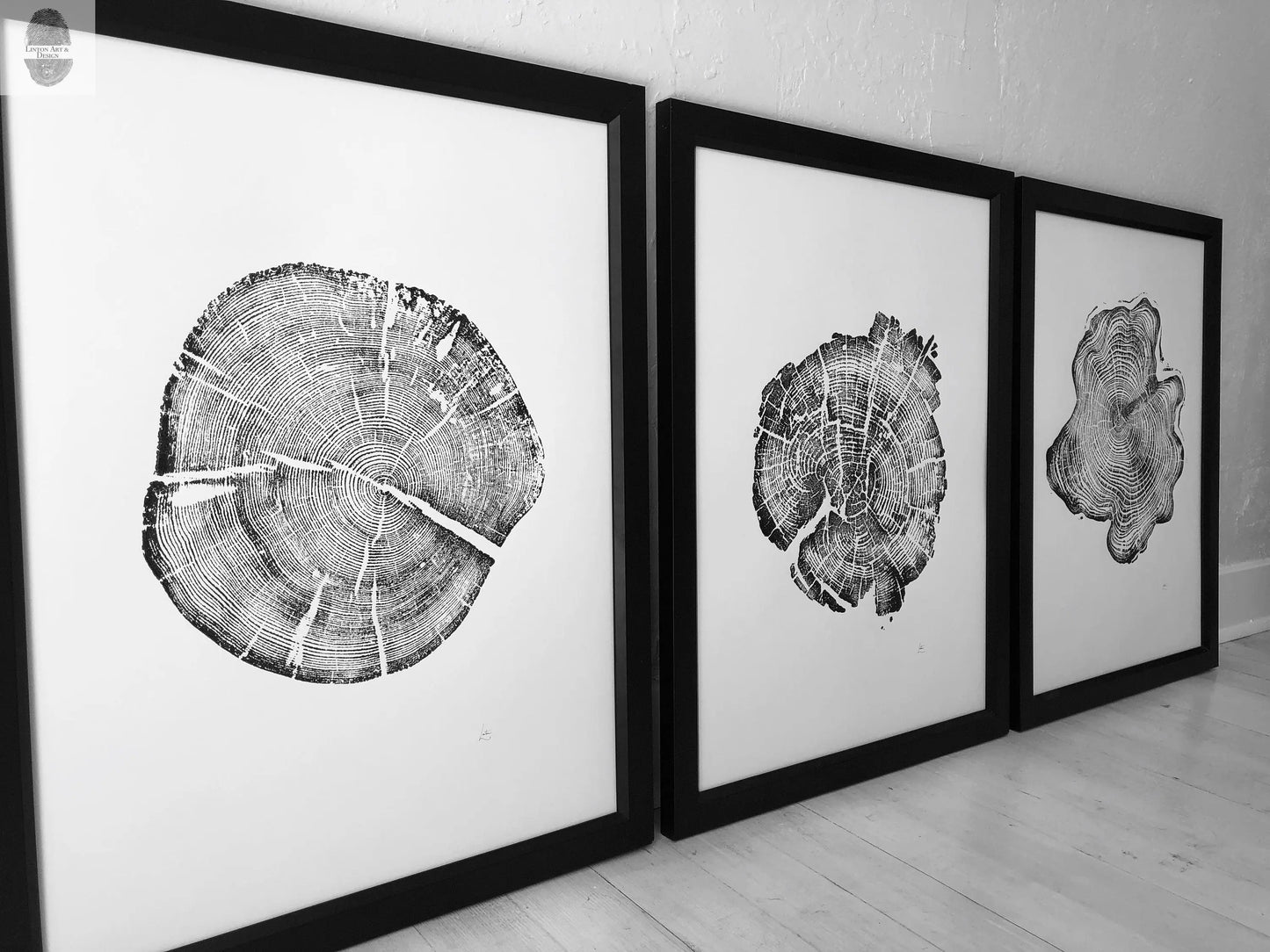 Grand Tetons, Alaska Art, Wyoming Art, Idaho Art, Tree Ring Art, Woodcut print, Biology Gifts, tree ring prints - 18x24 each print lintonart