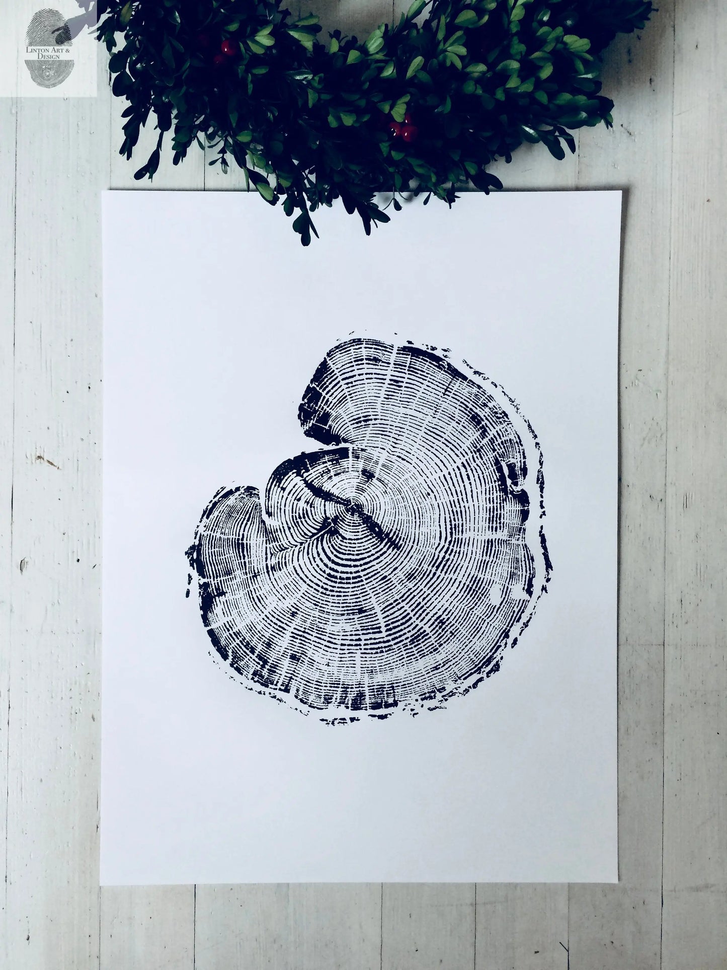 Huntsville, UT, Woodcut, Tree rings print, Tree slice, Woodblock art, Tree slice, Wood slice, Tree ring art print, Nature inspired, Linton lintonart