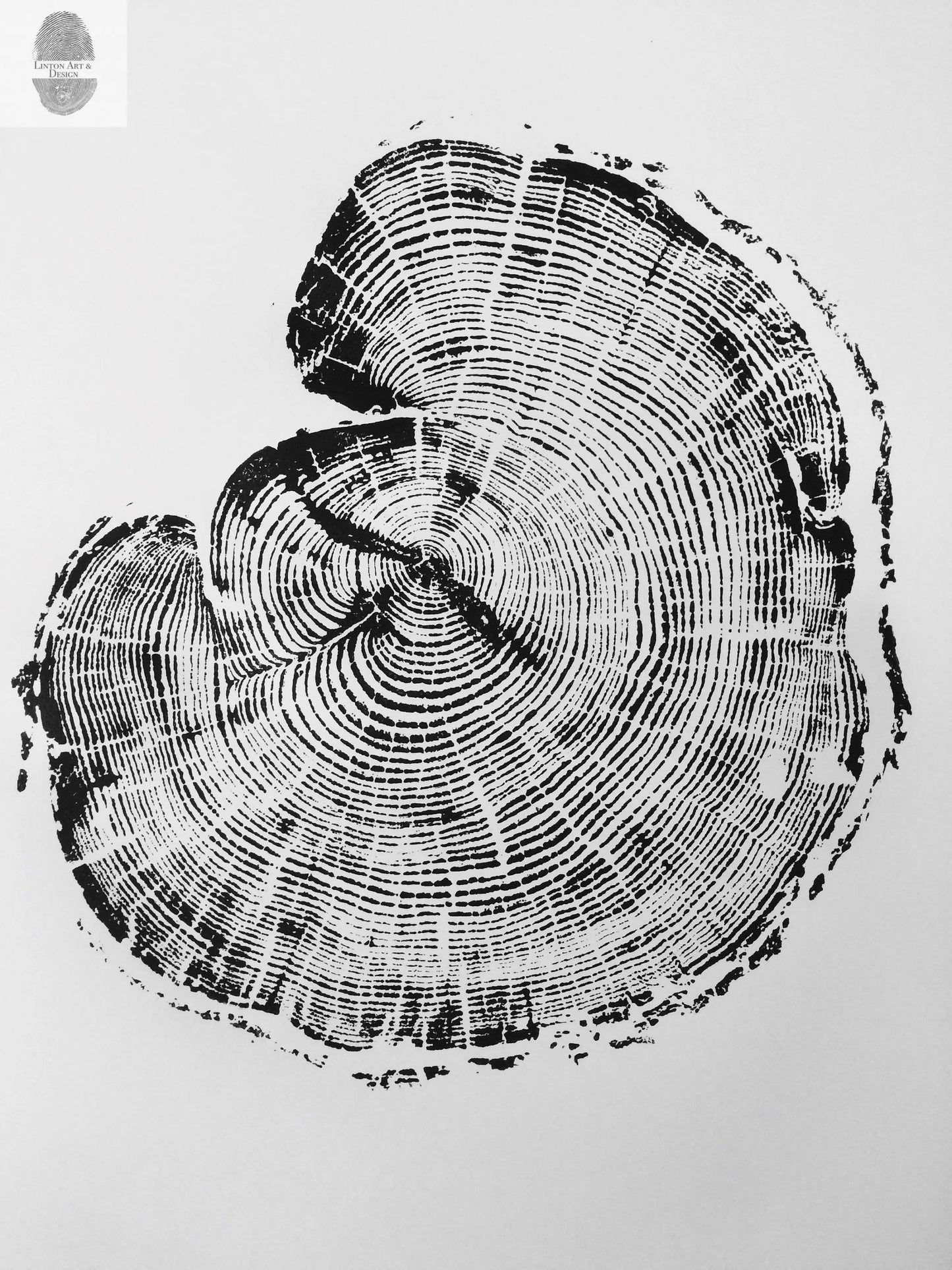 Huntsville, UT, Woodcut, Tree rings print, Tree slice, Woodblock art, Tree slice, Wood slice, Tree ring art print, Nature inspired, Linton lintonart