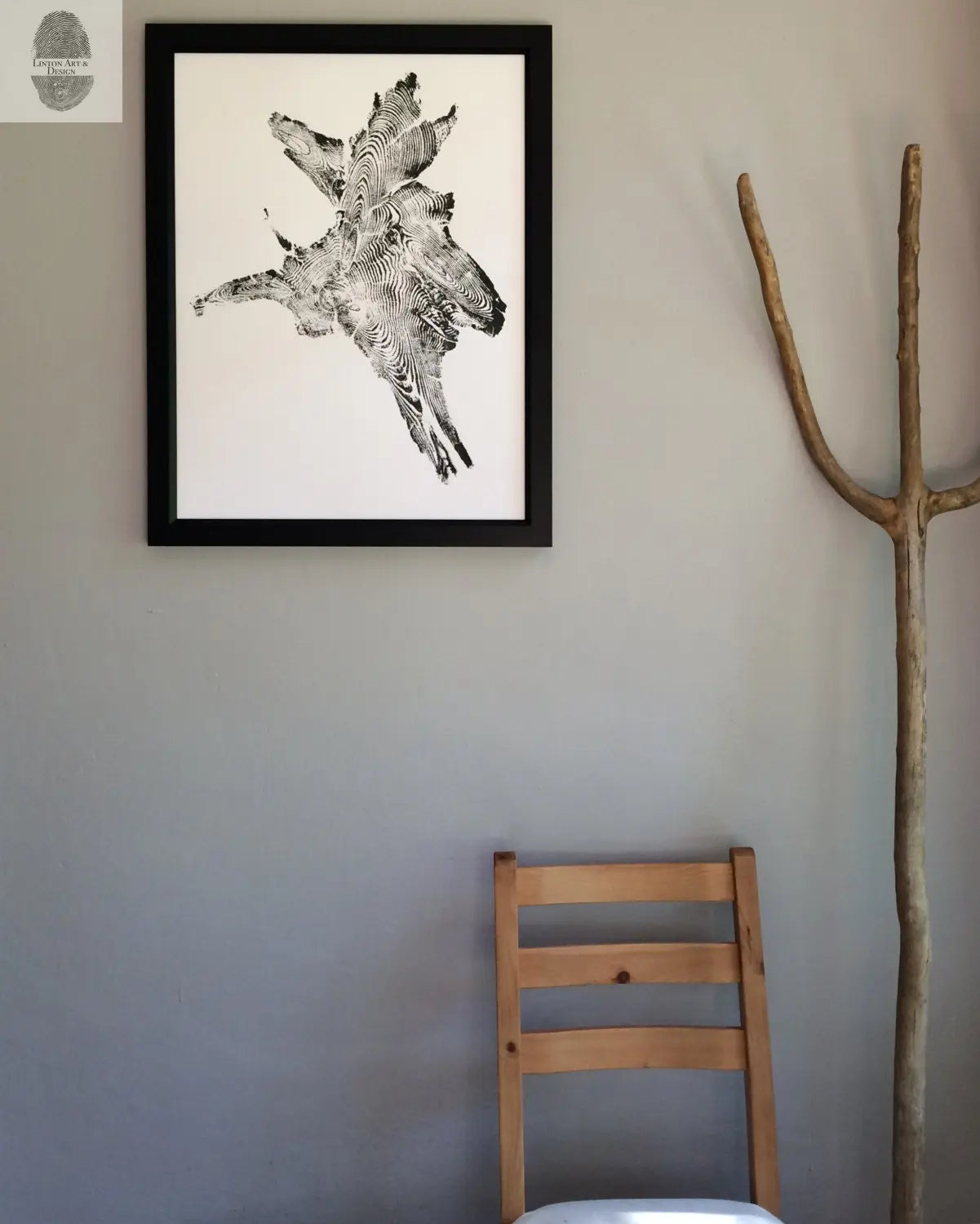 Idaho Wall Art, Wood Wall Art, Tree ring print, Woodcut print, Woodburning art, Abstract botanical, Maodern botanical art, Signed original lintonart