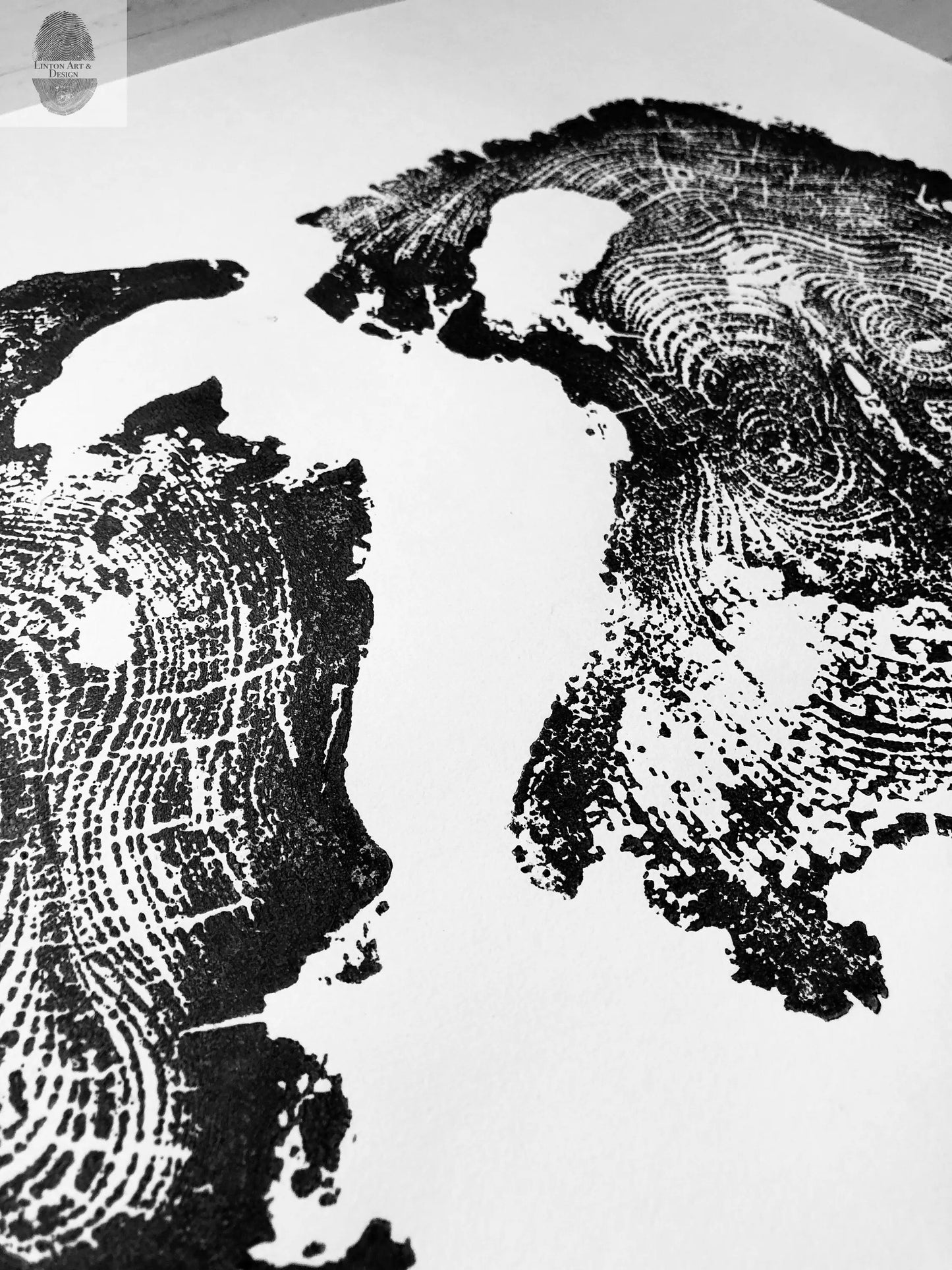 Lake Superior, Michigan Tree Ring Print, Ying Yang tree rings, Tree ring art print, 1st anniversary, tree rounds, tree slices, Tree stump lintonart