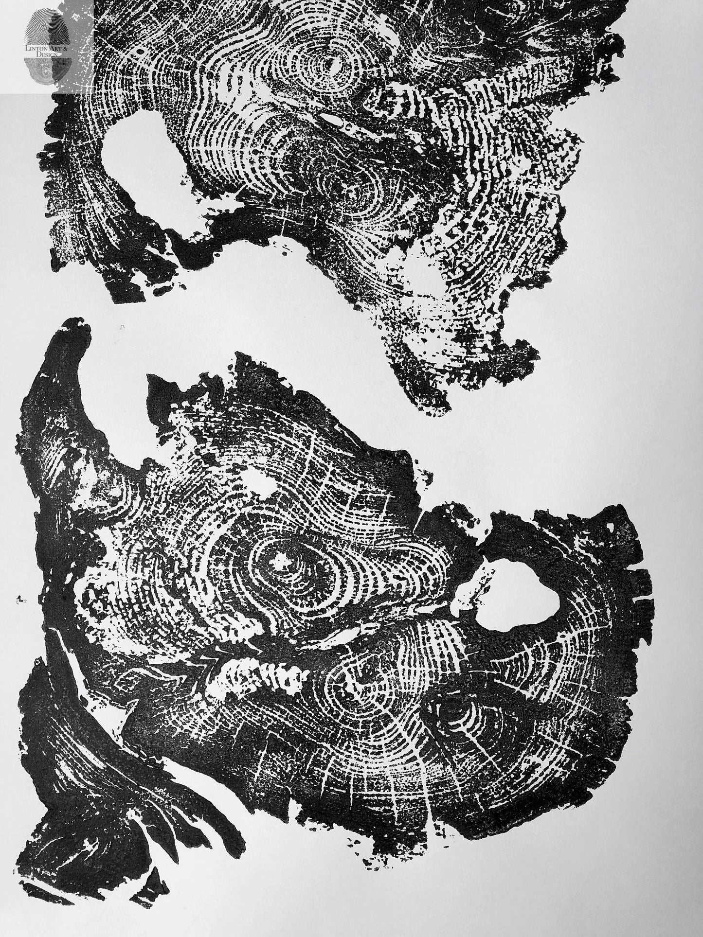Lake Superior, Michigan Tree Ring Print, Ying Yang tree rings, Tree ring art print, 1st anniversary, tree rounds, tree slices, Tree stump lintonart