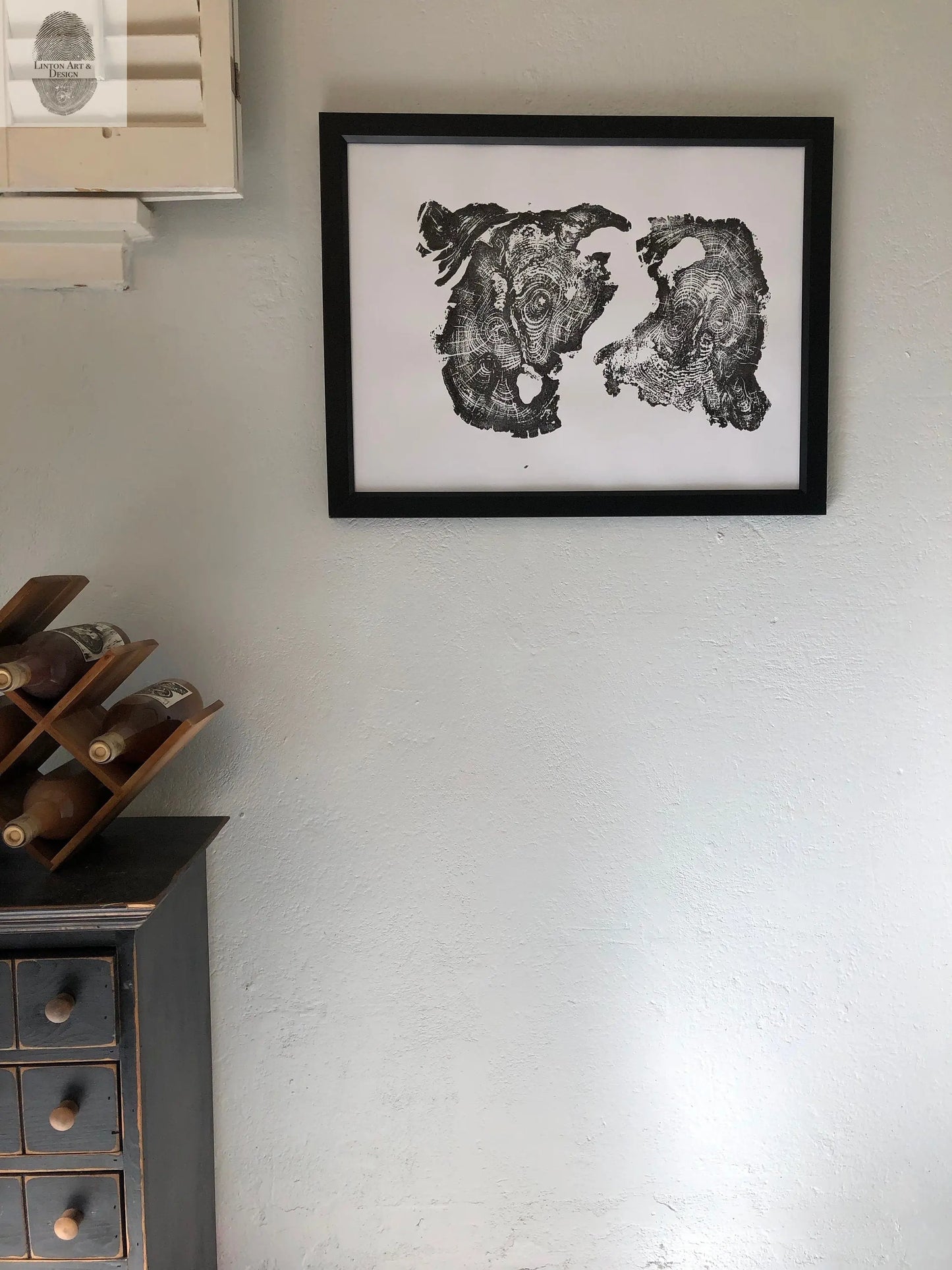 Lake Superior, Michigan Tree Ring Print, Ying Yang tree rings, Tree ring art print, 1st anniversary, tree rounds, tree slices, Tree stump lintonart