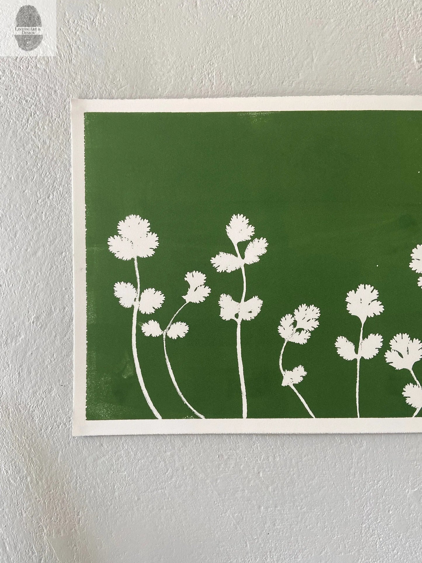 Oregano Leaves Hand Pressed Monoprint - 12x18 Giclee Print lintonart