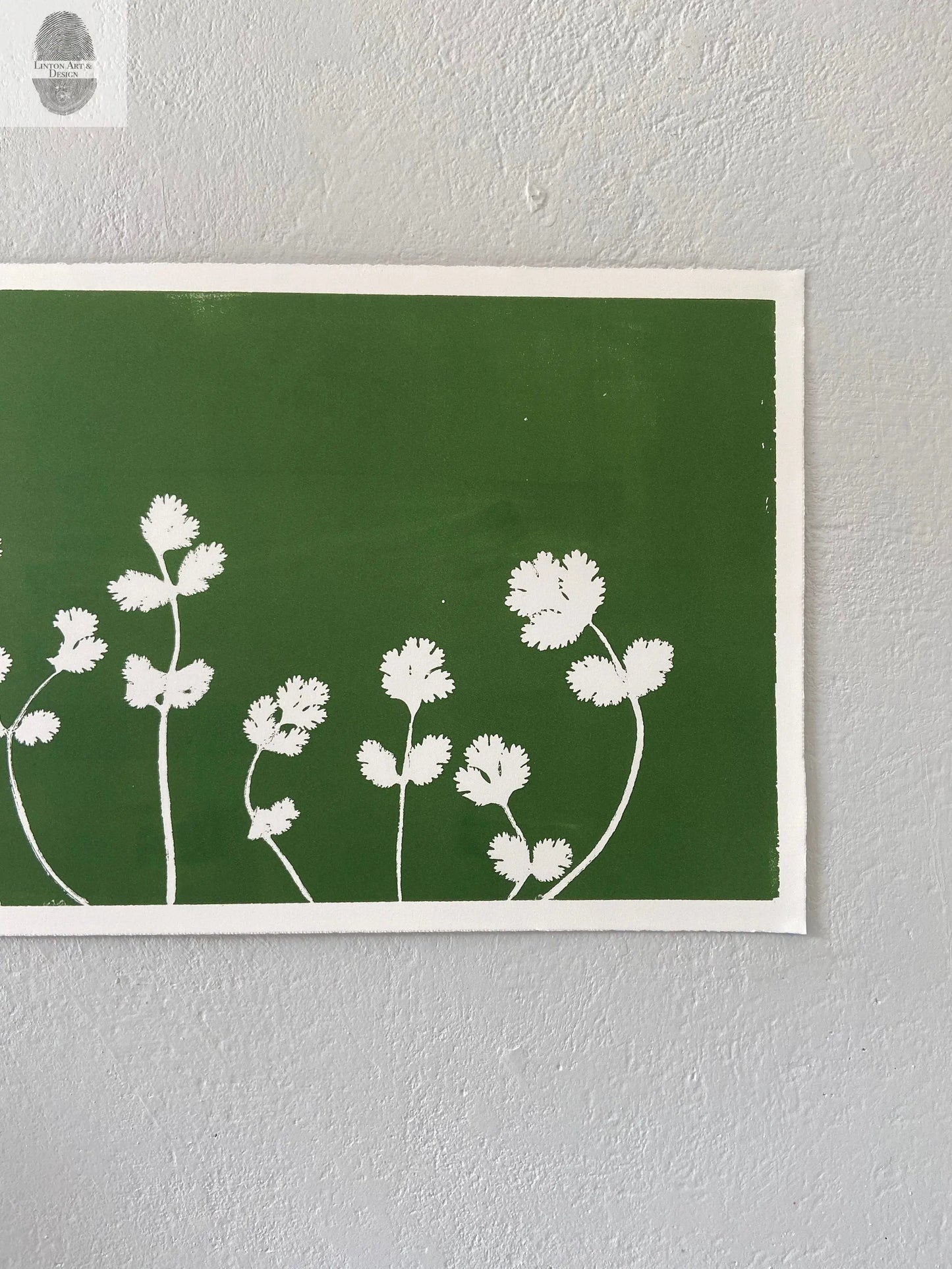 Oregano Leaves Hand Pressed Monoprint - 12x18 Giclee Print lintonart