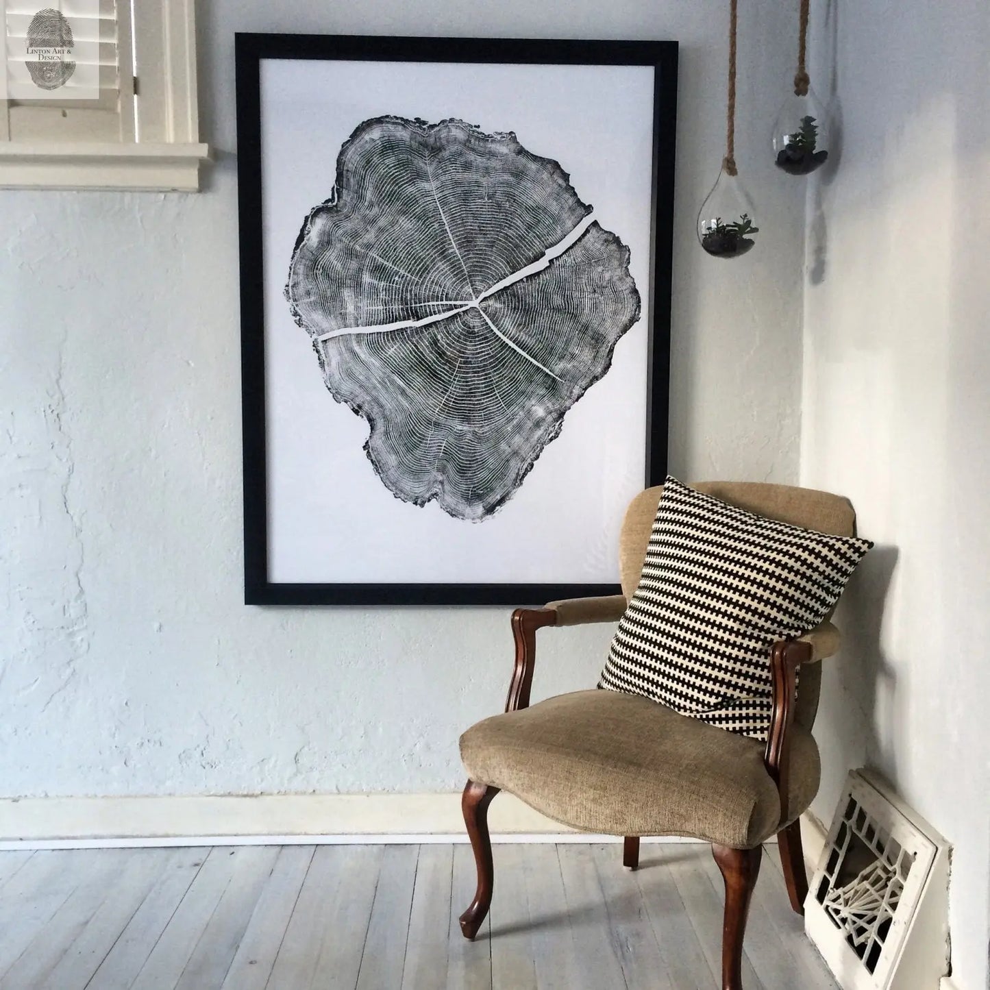 Tree Stump Print, Utah Art, Tree Blocks, Woodcut print, Forestry, Signed Original, 36x48 inches lintonart