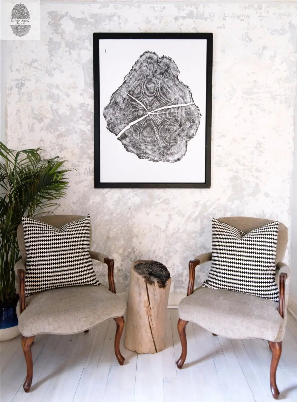 Tree Stump Print, Utah Art, Tree Blocks, Woodcut print, Forestry, Signed Original, 36x48 inches lintonart