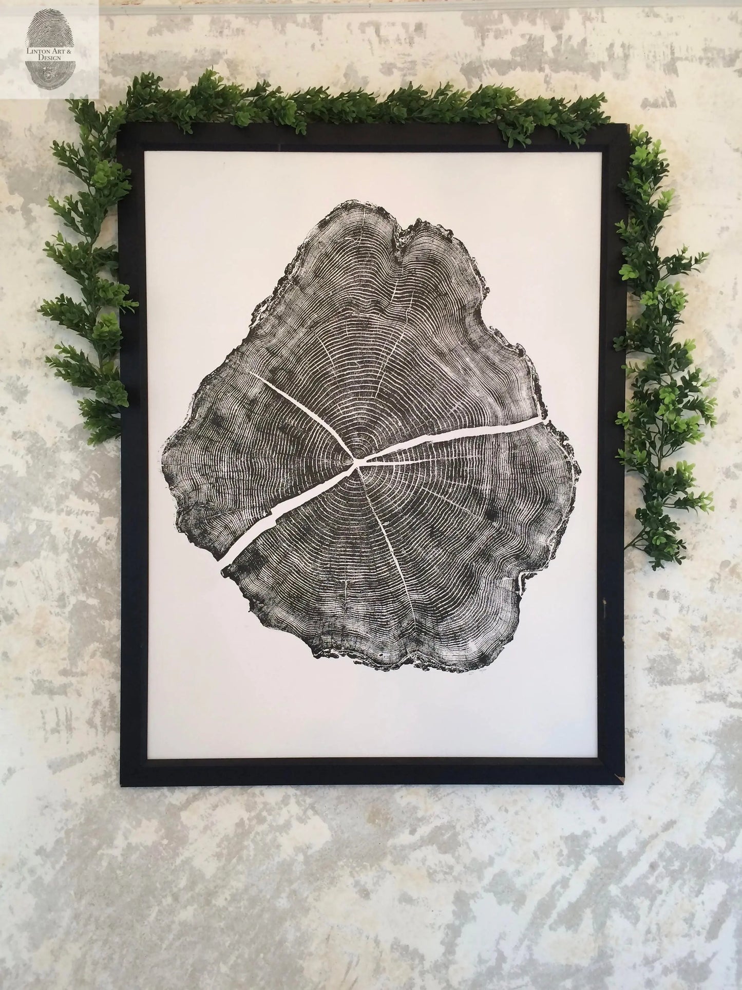 Tree Stump Print, Utah Art, Tree Blocks, Woodcut print, Forestry, Signed Original, 36x48 inches lintonart