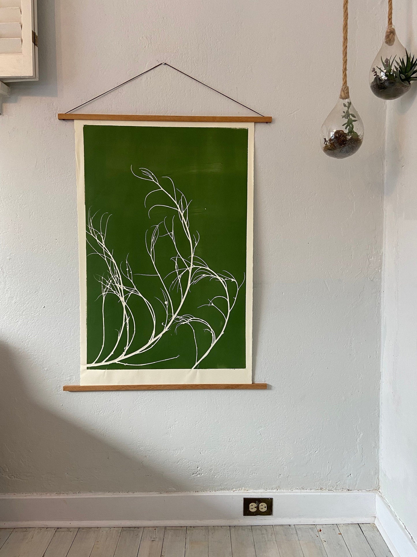 Tumbleweed Hand Pressed Botanical Monoprint on Green - giclee print