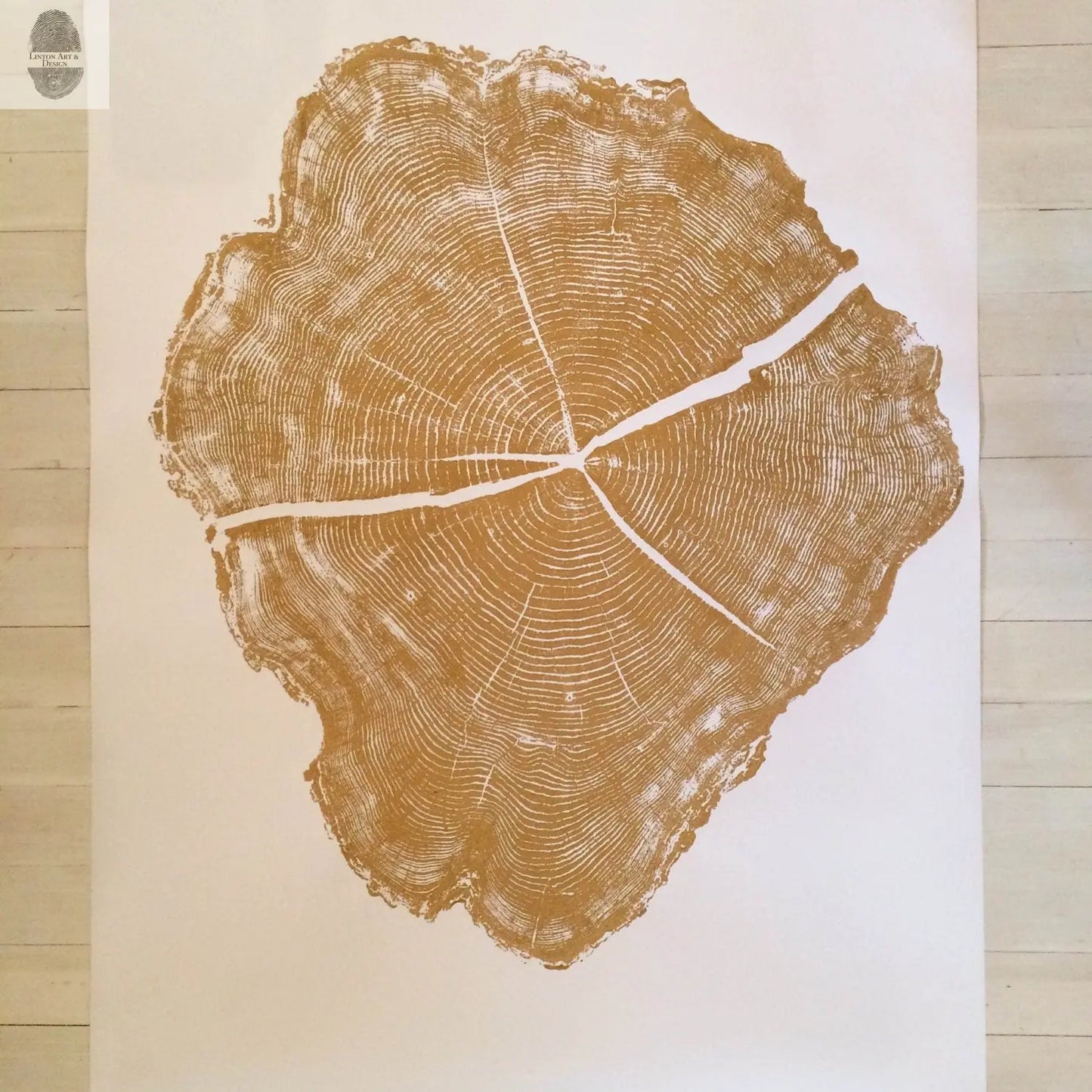 Utah Locust Tree in Gold Ink - 36x48 print lintonart