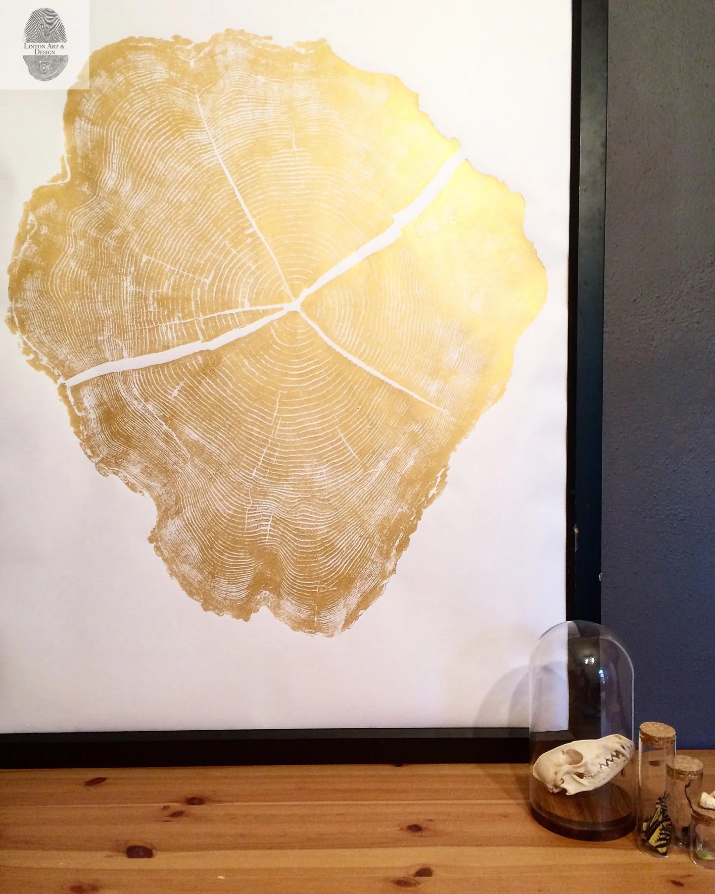Utah Locust Tree in Gold Ink - 36x48 print lintonart