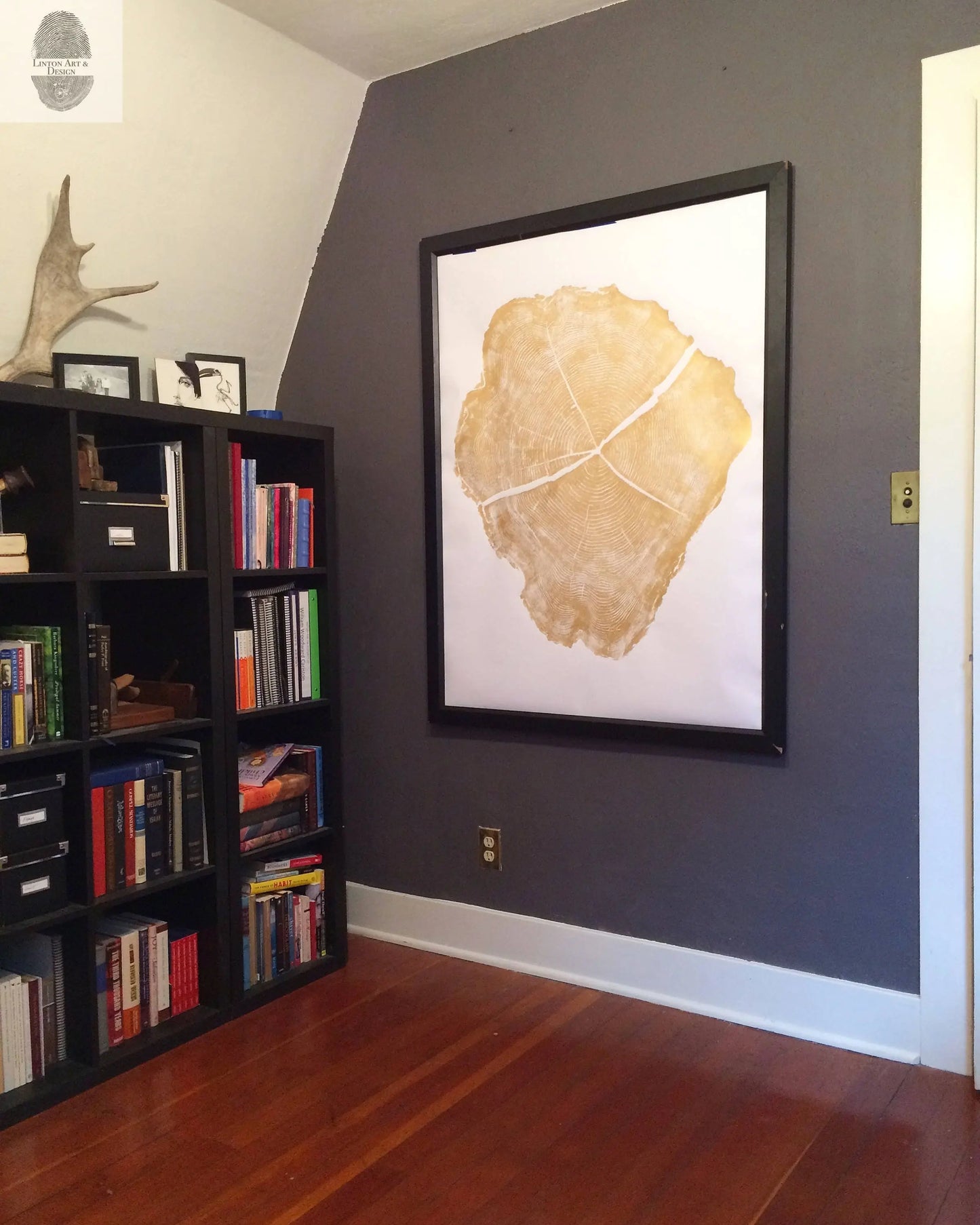 Utah Locust Tree in Gold Ink - 36x48 print lintonart