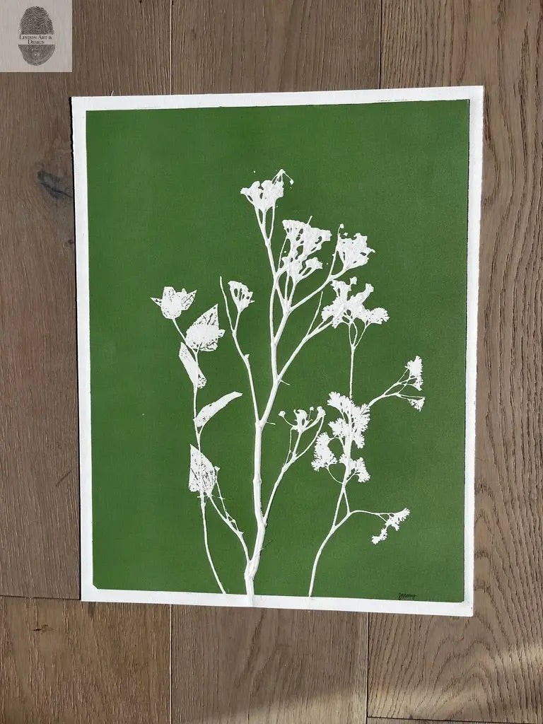 Wild Fennel Hand Pressed Botanical Monotype Print - Original Print 14 3/4 x19 inches lintonart