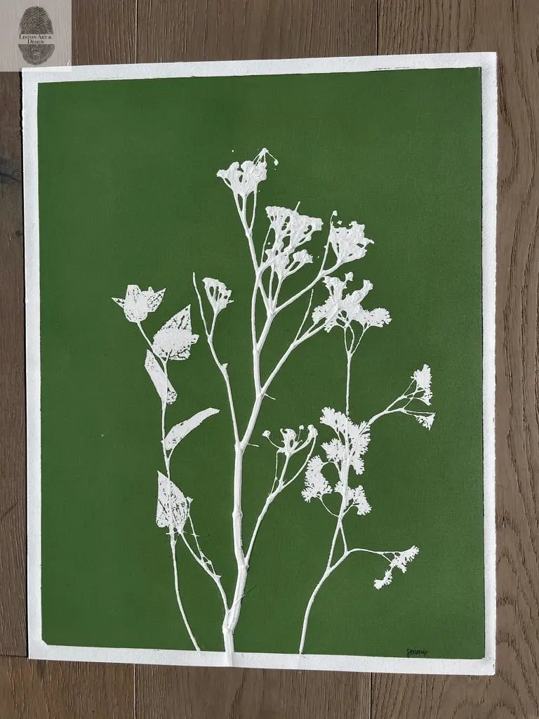Wild Fennel Hand Pressed Botanical Monotype Print - Original Print 14 3/4 x19 inches lintonart