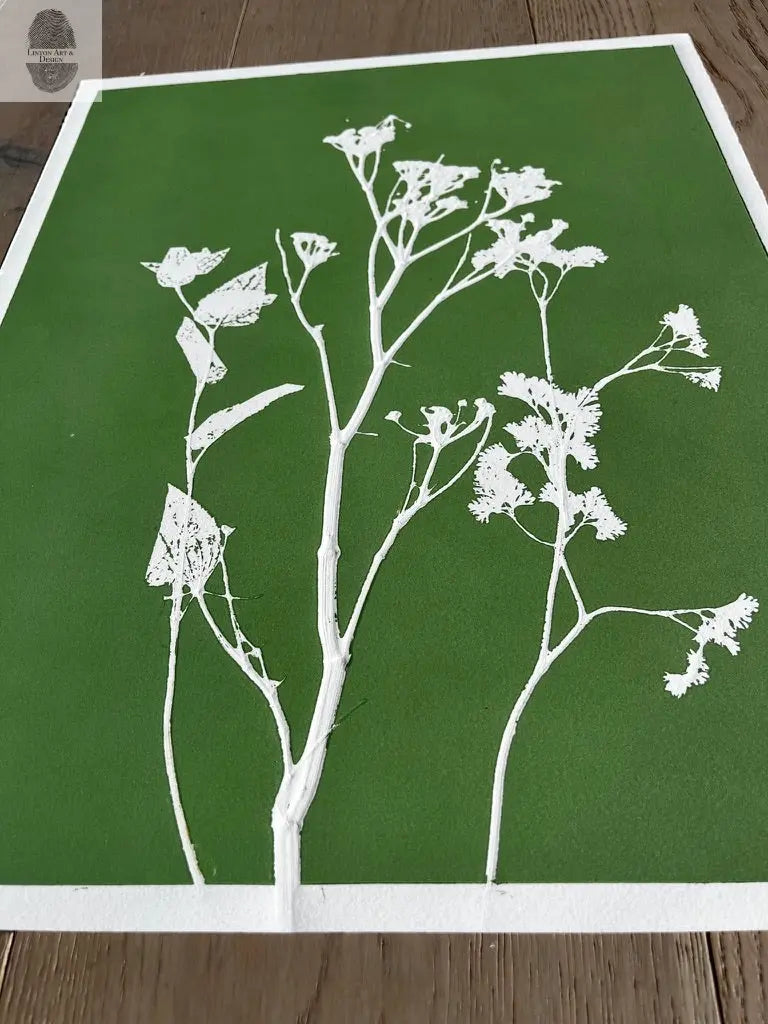 Wild Fennel Hand Pressed Botanical Monotype Print - Original Print 14 3/4 x19 inches lintonart