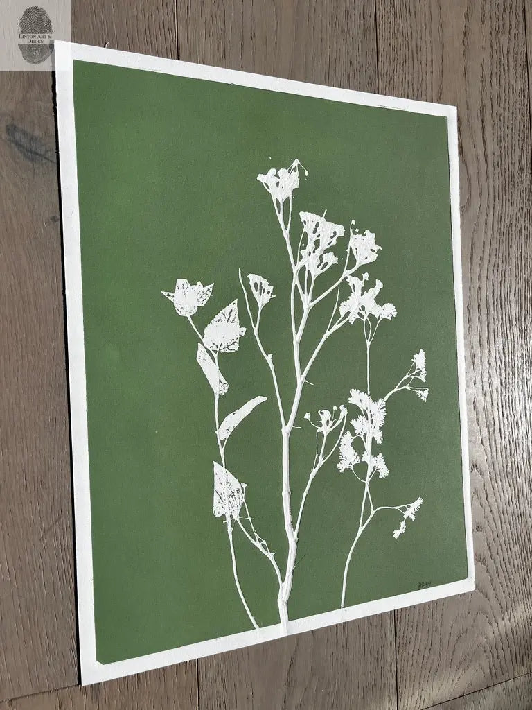 Wild Fennel Hand Pressed Botanical Monotype Print - Original Print 14 3/4 x19 inches lintonart