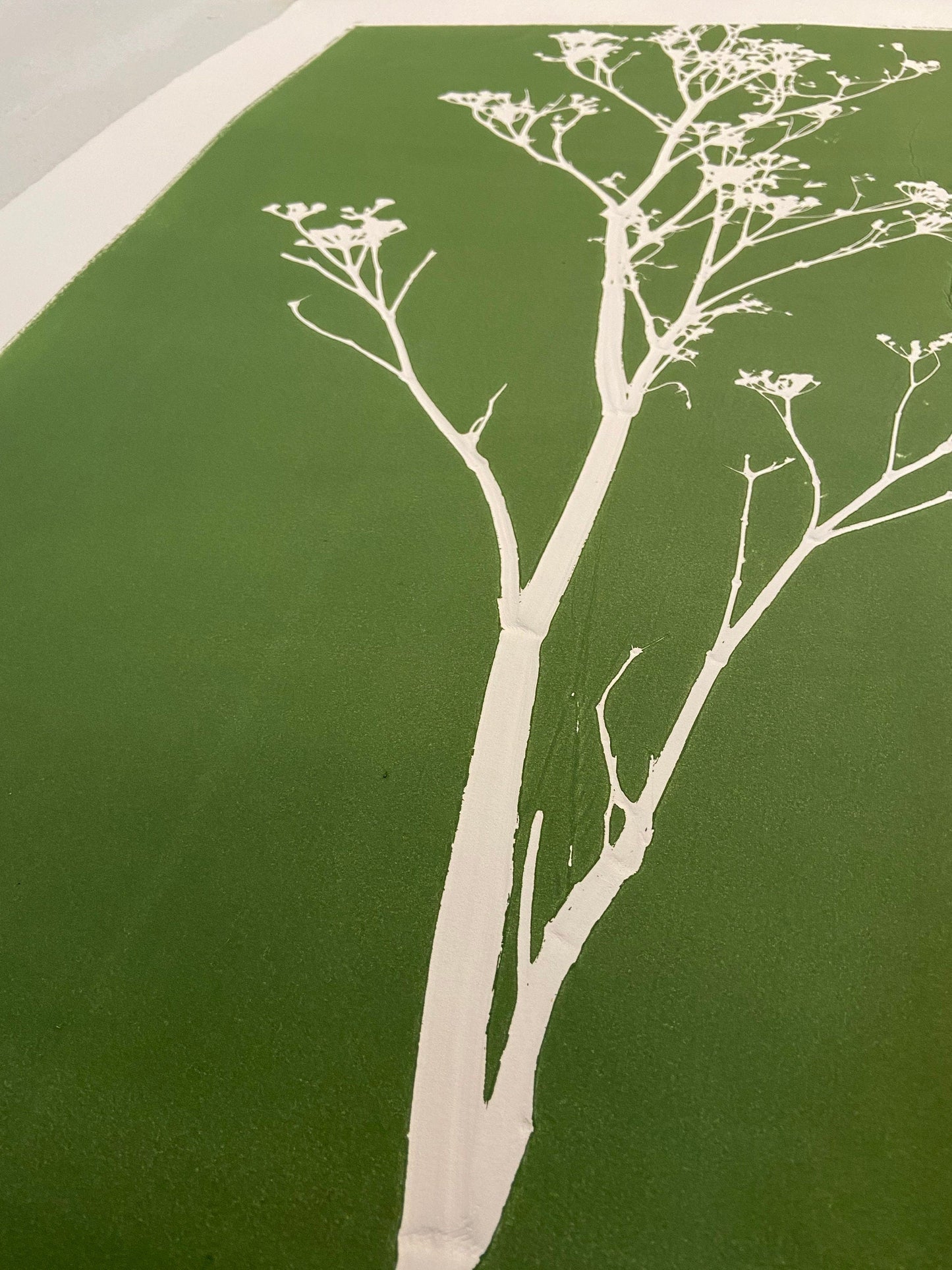 Wild Weeds Hand Pressed Monoprint on Green - giclee print