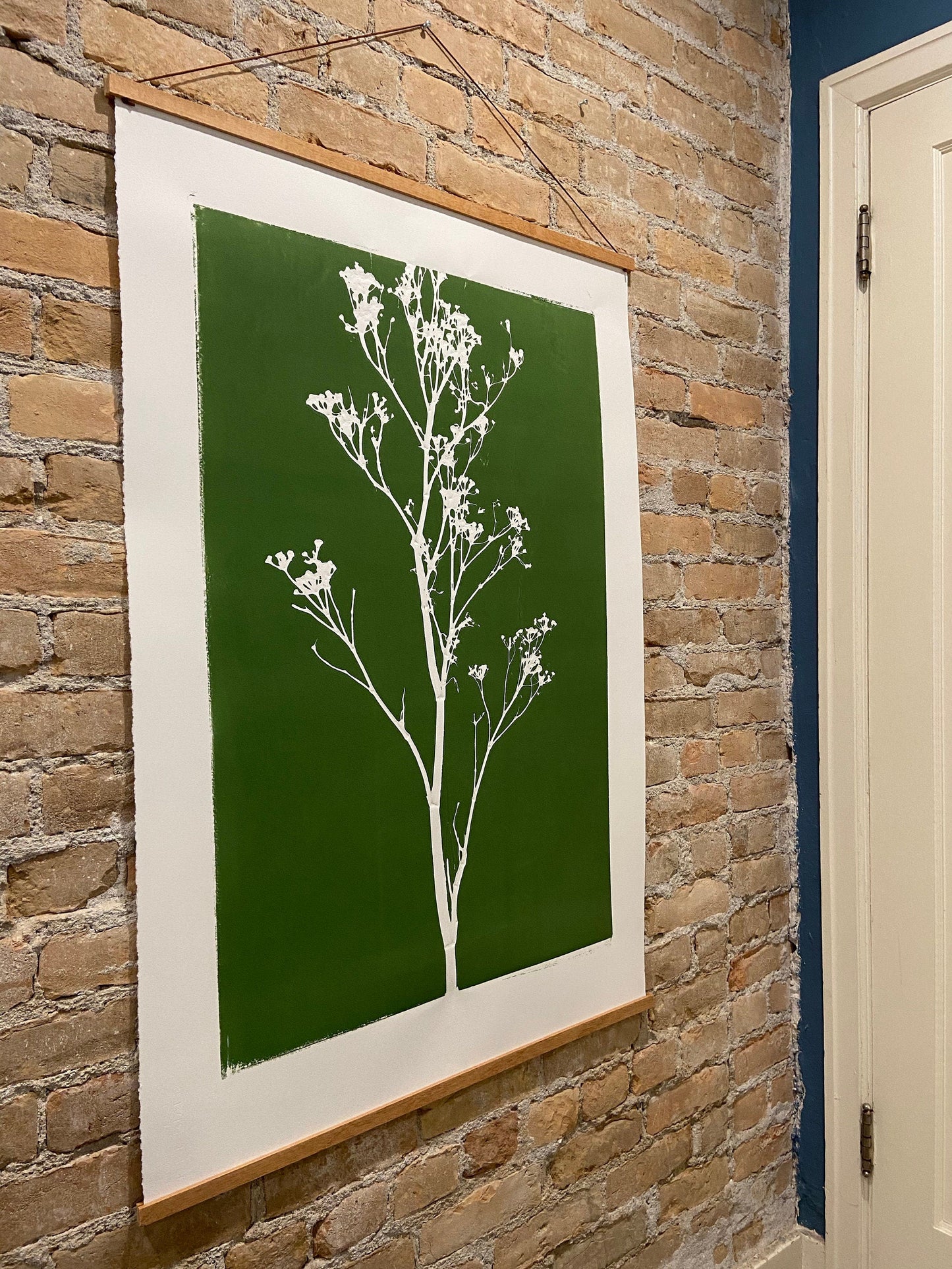 Wild Weeds Hand Pressed Monoprint on Green - giclee print