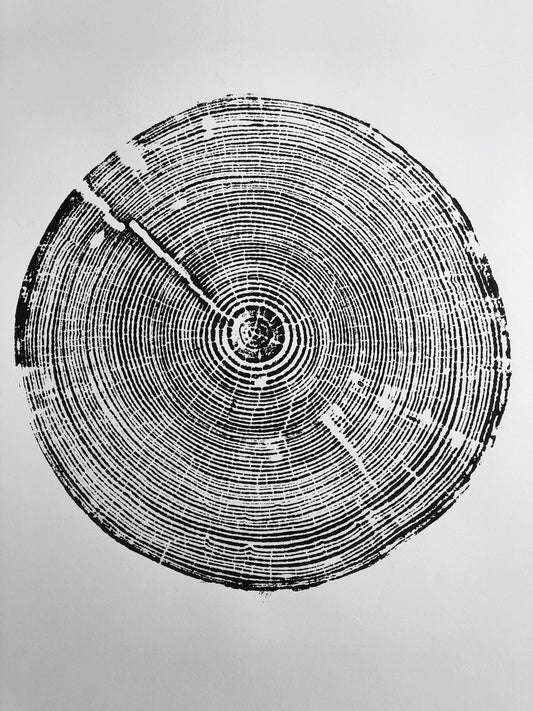 Alabama Tree Ring Print, Alabama art print, made by hand from a real tree from Birmingham area, Original woodcut print, 18x24 inch paper