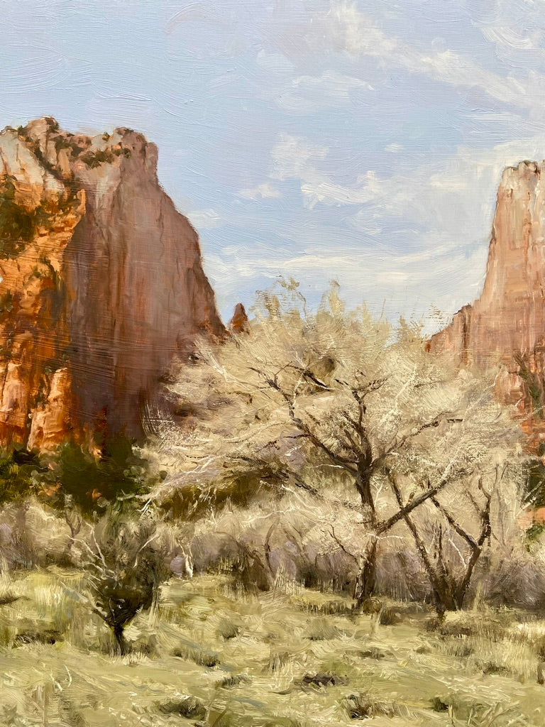 "Zion in Spring: Court of the Patriarchs" - Zion National Park Landscape Painting Giclee Print